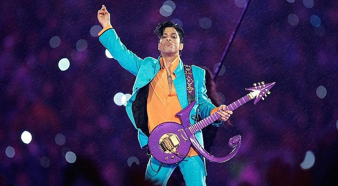 Prince performs at the Super Bowl.