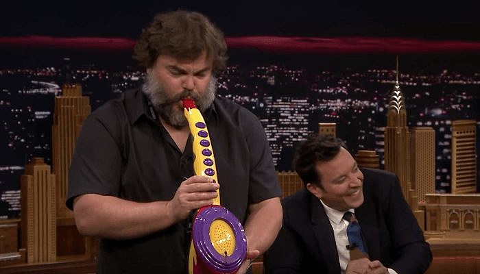 Jack Black toy saxophone