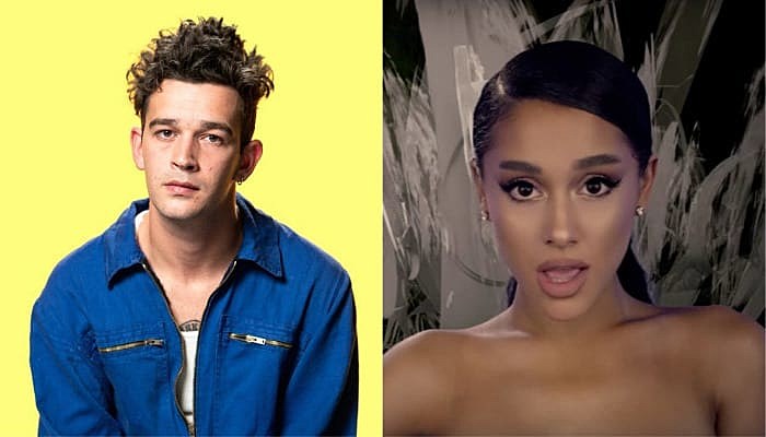 Matt Healy of the 1975 and Ariana Grande.