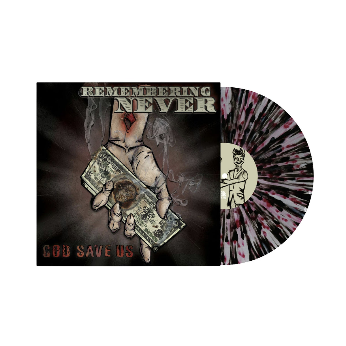 REMEMBERING NEVER'GOD SAVE US' LP (Clear w/ White, Red, & Black Splatter Vinyl)