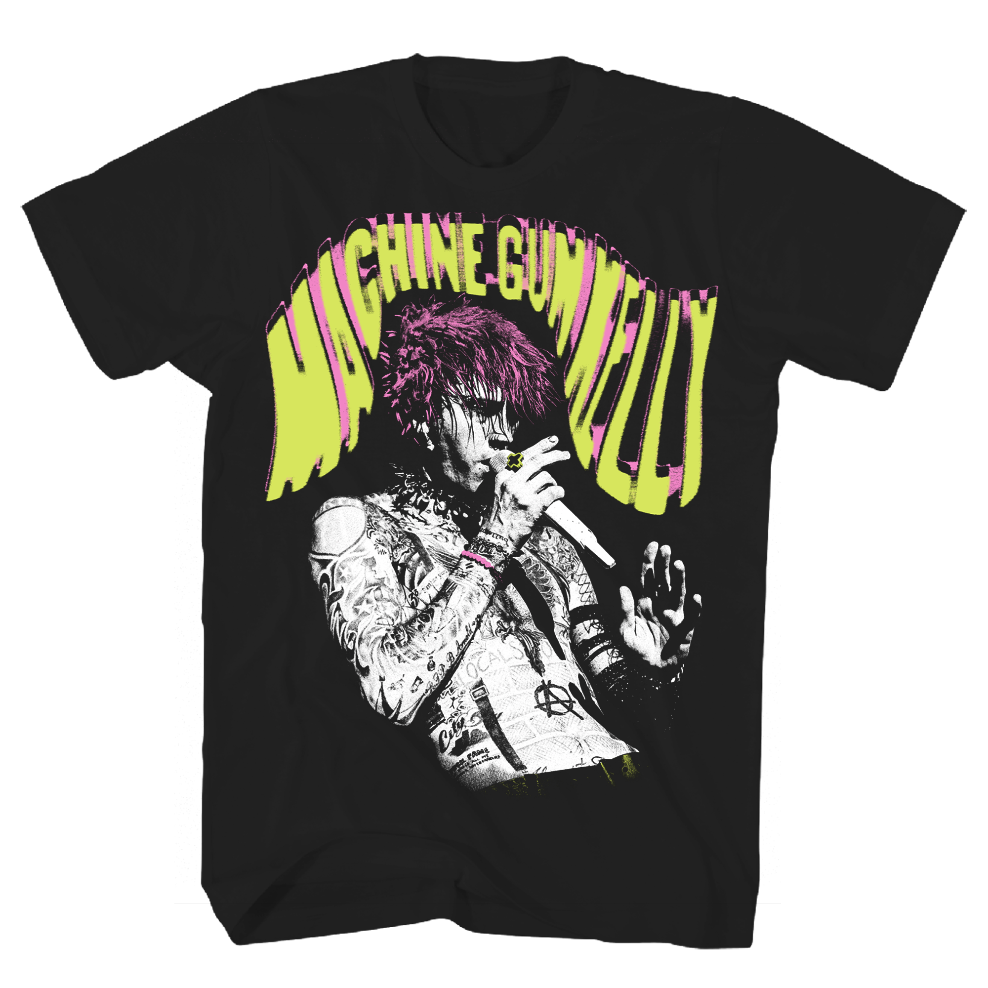MACHINE GUN KELLY SINGING PHOTO BLACK T-SHIRT