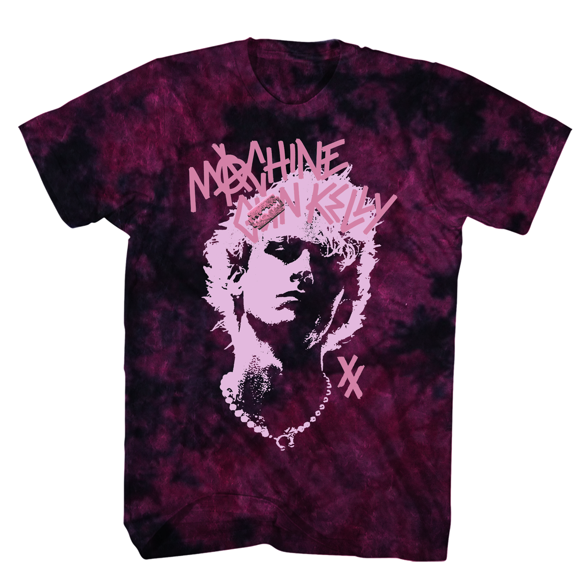 MACHINE GUN KELLY SILOUETTE PORTRAIT PINK/BLACK CRYSTAL WASH T-SHIRT