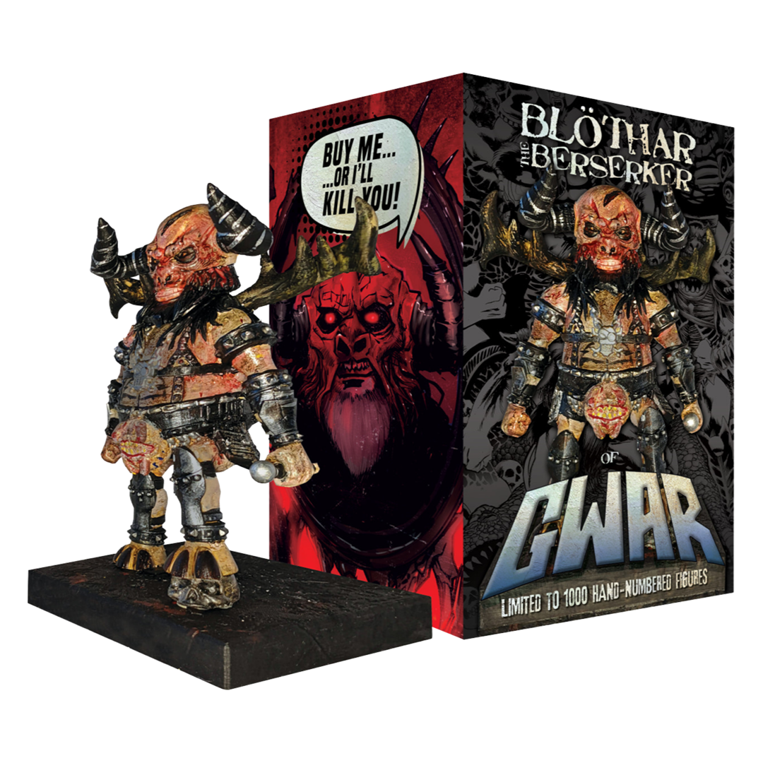 GWAR 'THE NEW DARK AGES' LP (Sunbolt Orange Vinyl) + BLOTHAR THE BESERKER BOBBLEHEAD