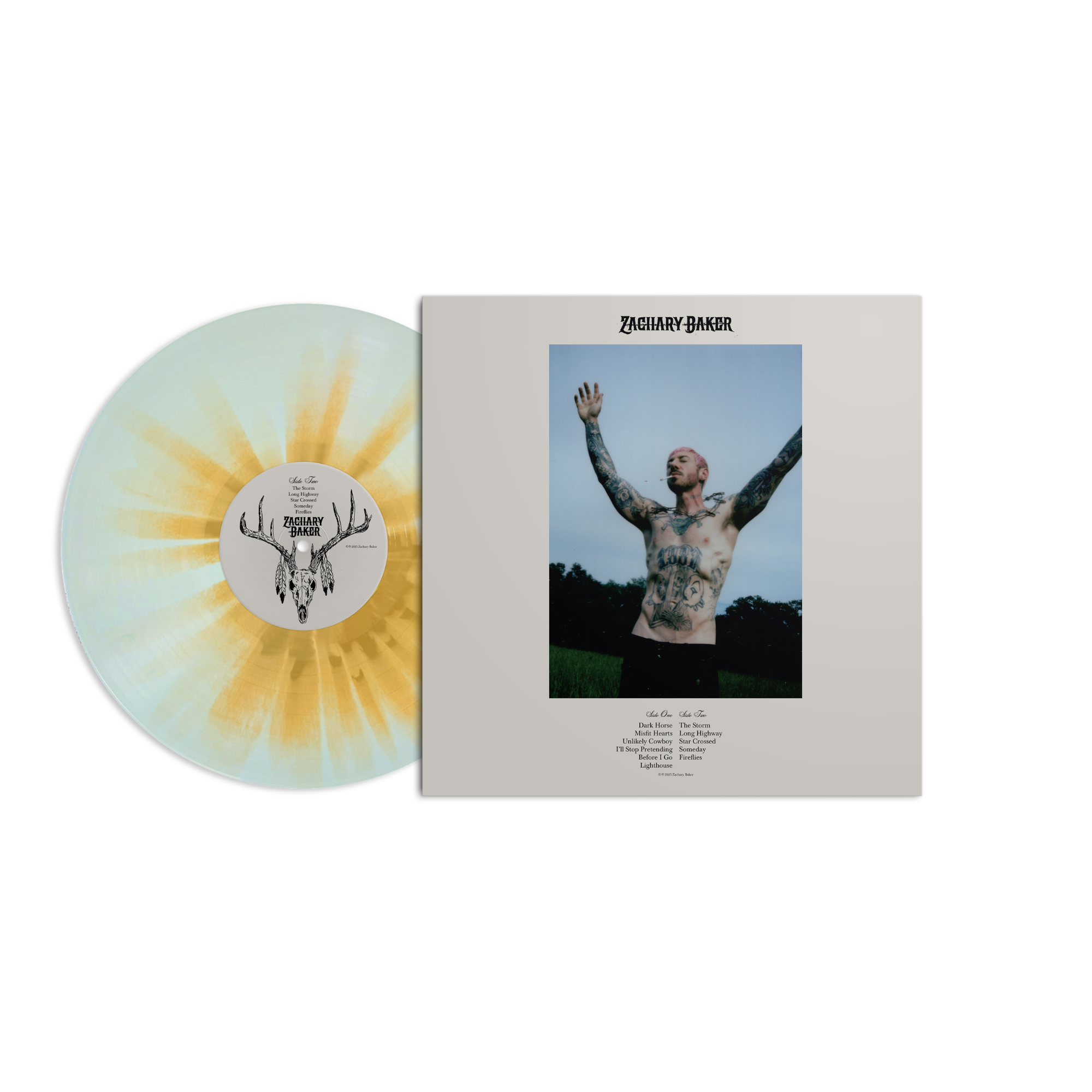 ZACHARY BAKER ‘DARK HORSE’ LP (Exclusive – Limited to 200, Sky Blue w/ Gold Splatter Vinyl)
