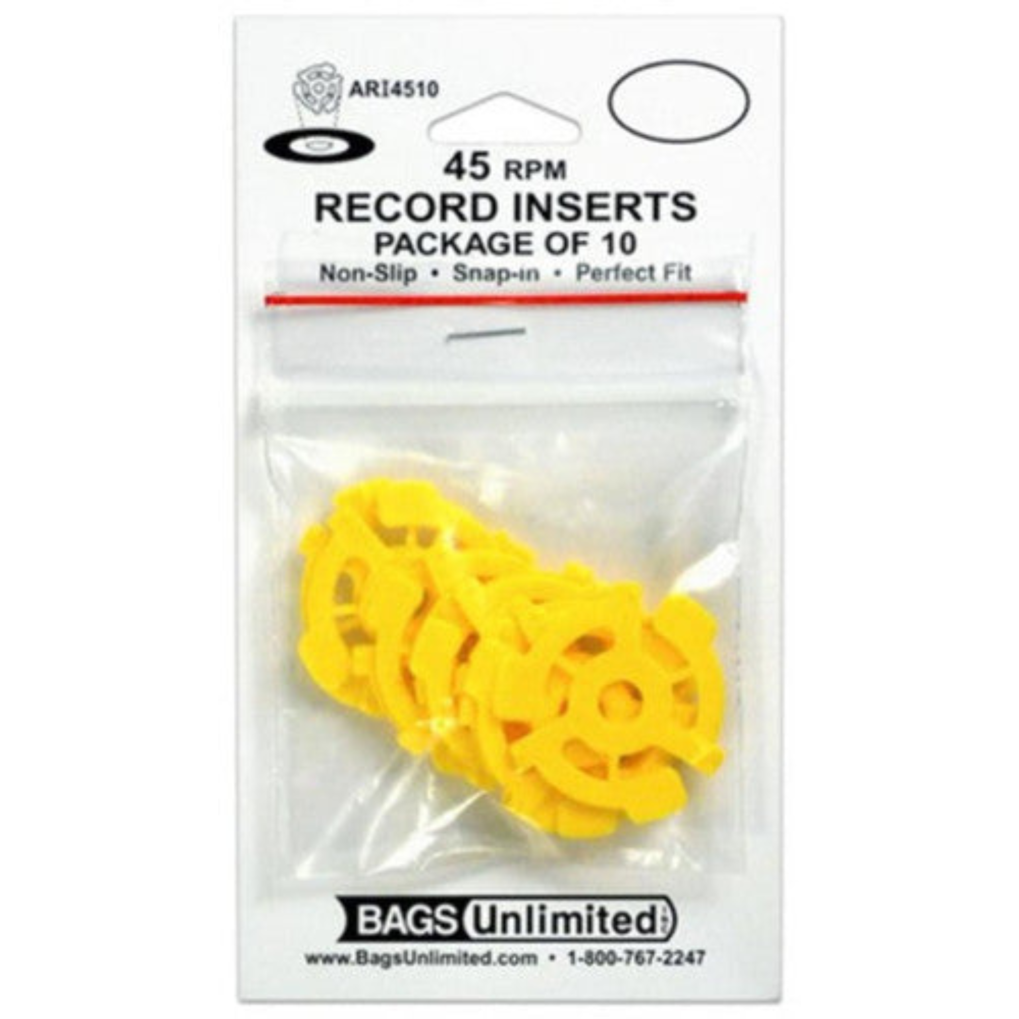 BAGS UNLIMITED - 7" 45 RPM RECORD INSERTS - 10 COUNT (YELLOW)