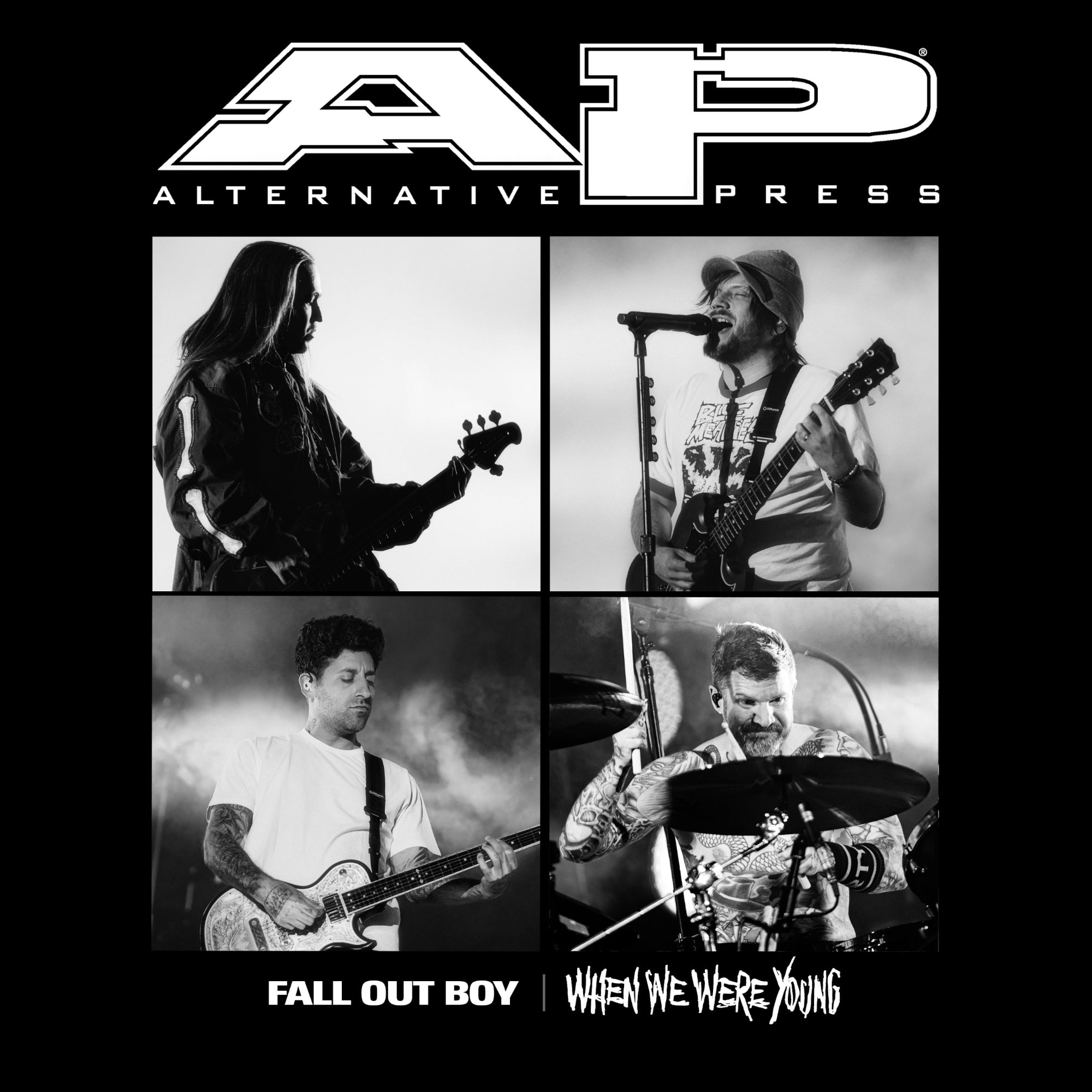 ALTERNATIVE PRESS WINTER 2024 ISSUE FEATURING WHEN WE WERE YOUNG w/ FALL OUT BOY + 'SPIKED SKULL LINEUP' T-SHIRT