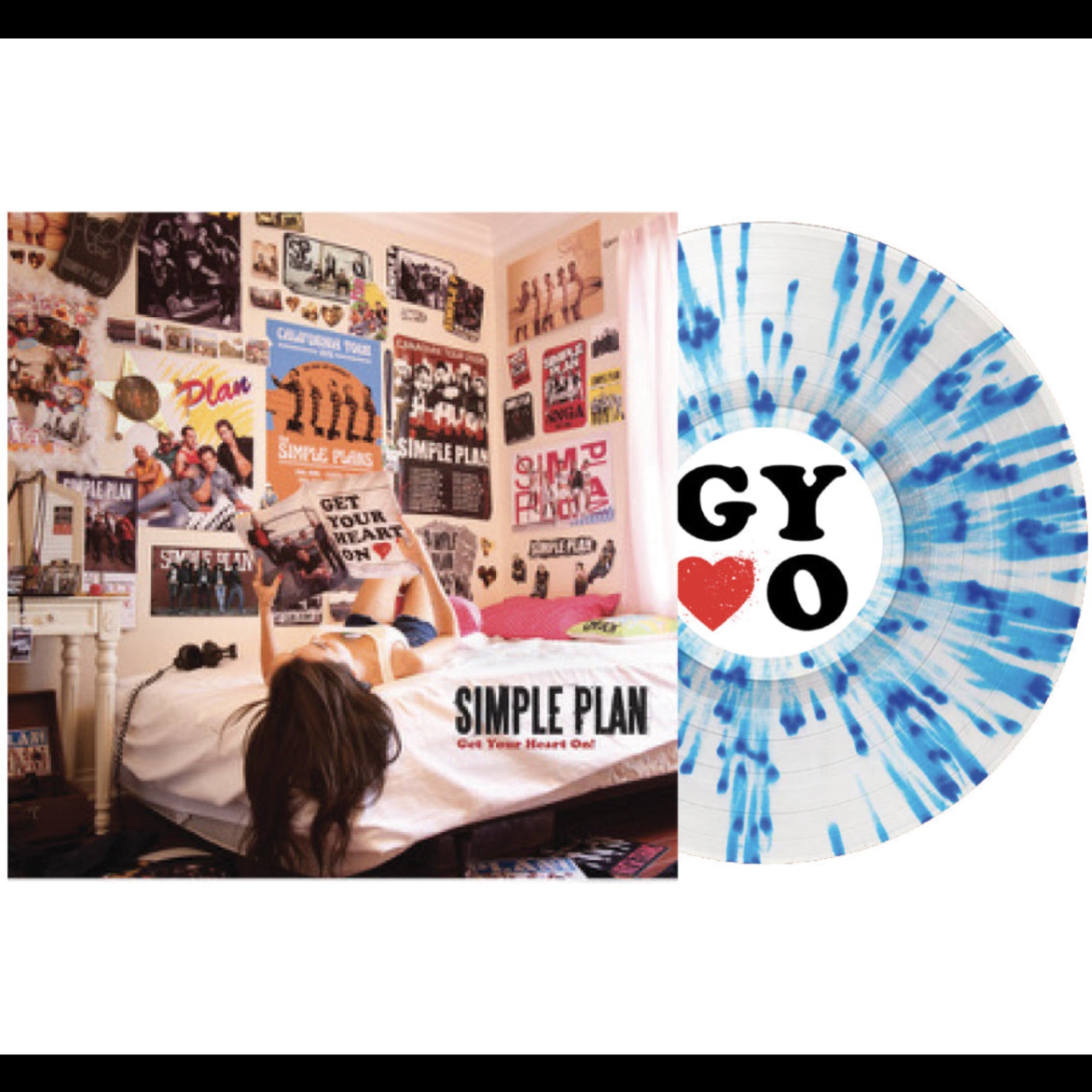 SIMPLE PLAN ‘GET YOUR HEART ON!’ LP (Limited Edition – Only 500 Made, Clear w/ Blue Splatter Vinyl)