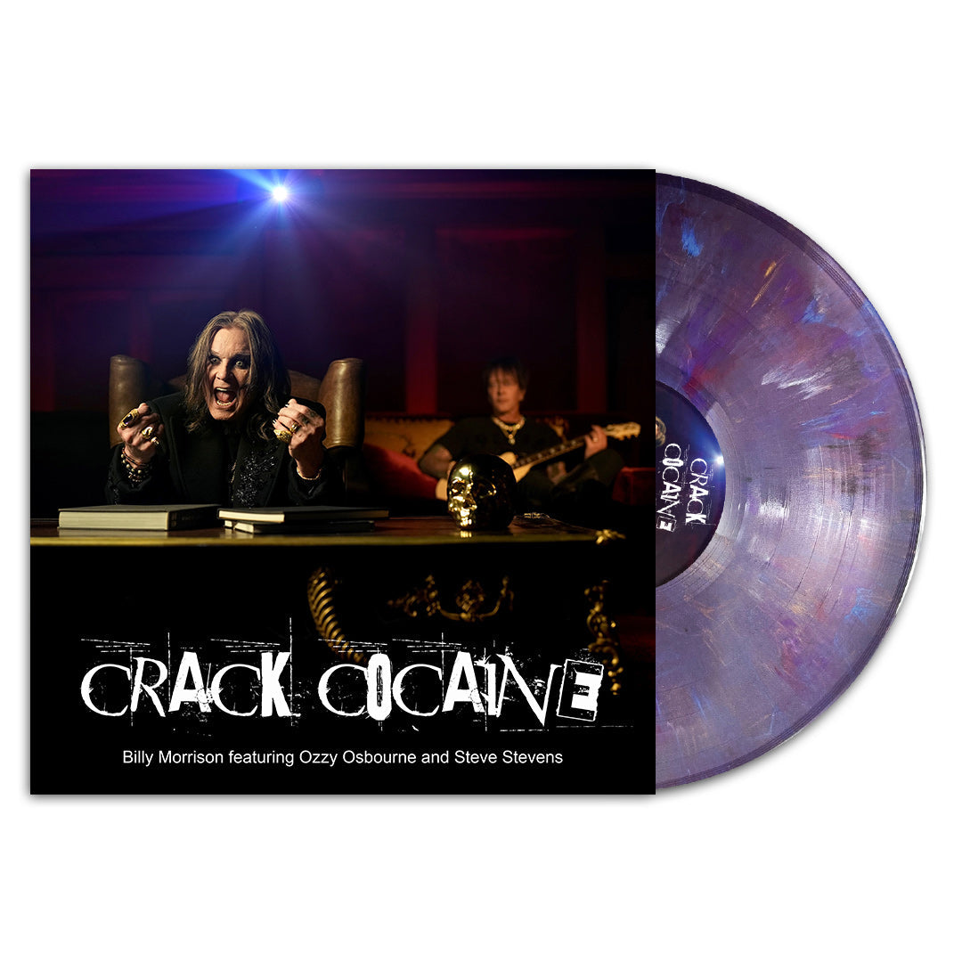 BILLY MORRISON, OZZY OSBOURNE, & STEVE STEVENS 'CRACK COCAINE' 12" (Exclusive ' Limited to 500, Purple Blue Recycle Mix w/ Etched B-Side)