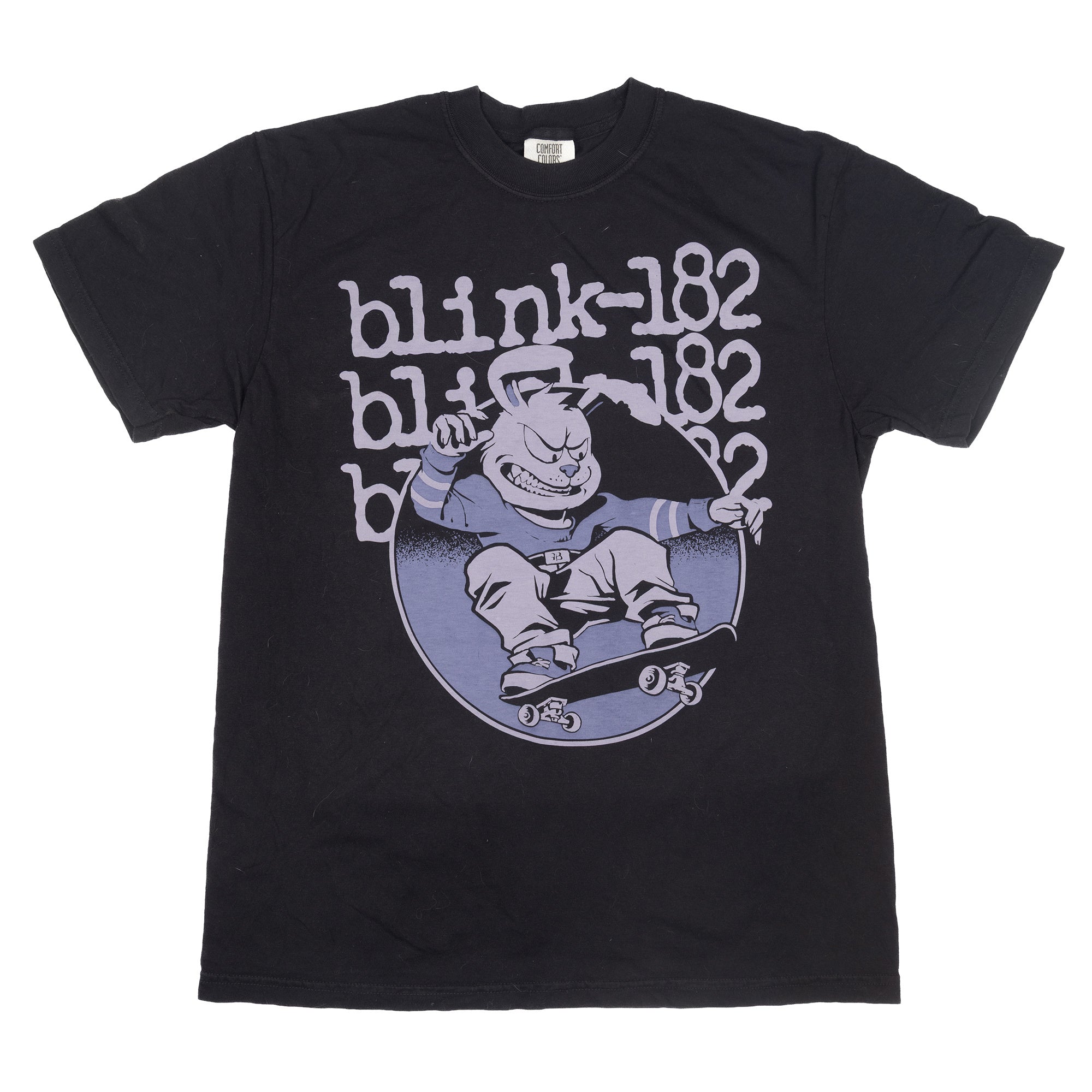 BLINK 182 SKATING RABBIT BLACK ADULT T-SHIRT