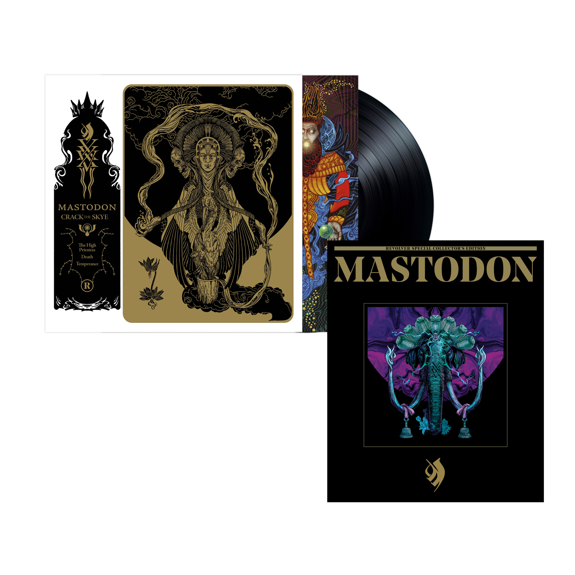MASTODON 'CRACK THE SKYE' LP w/ SIGNED 12"x12" PAUL ROMANO PRINT & COLLECTORS EDITION MAGAZINE