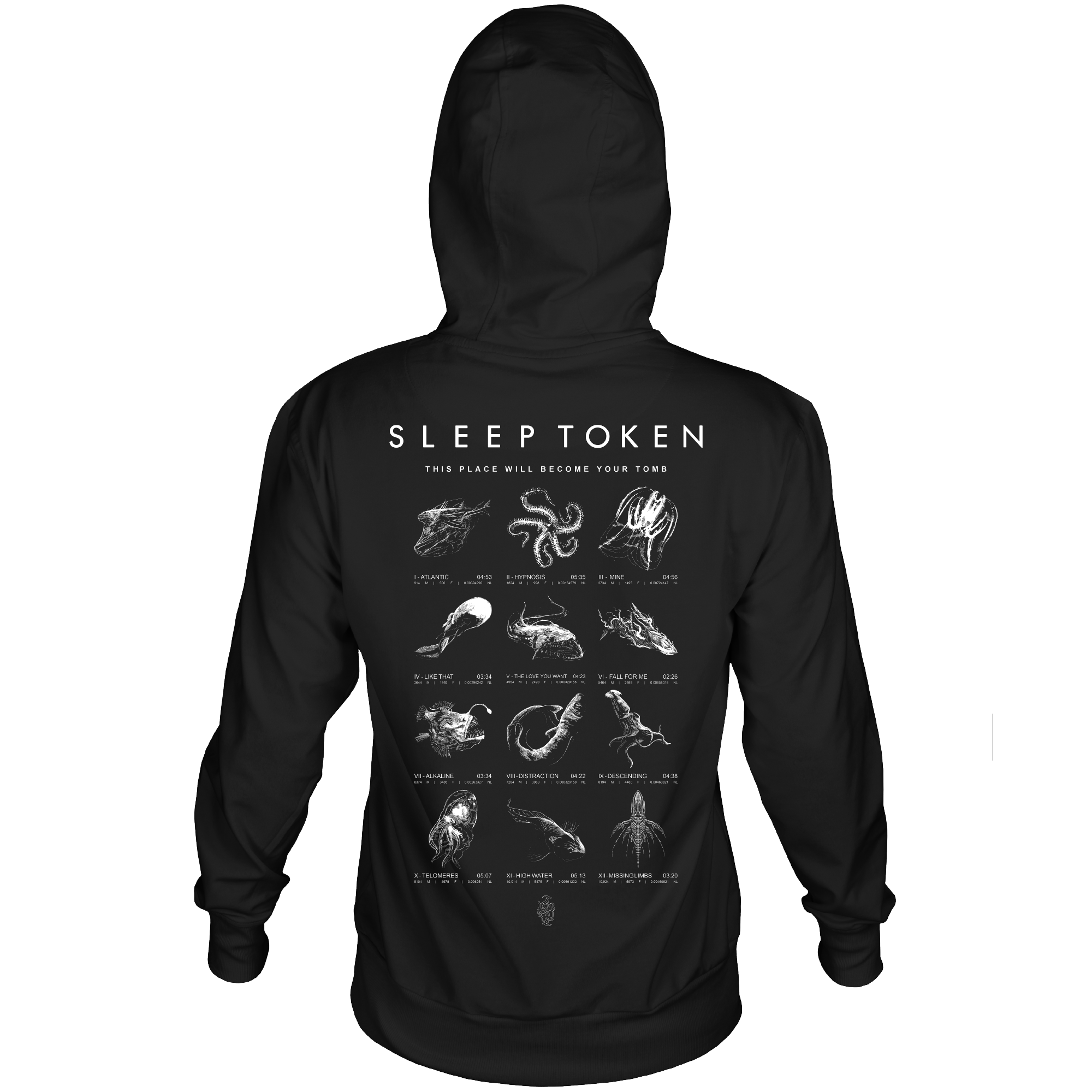 SLEEP TOKEN DPTH CHART BLACK HOODIE