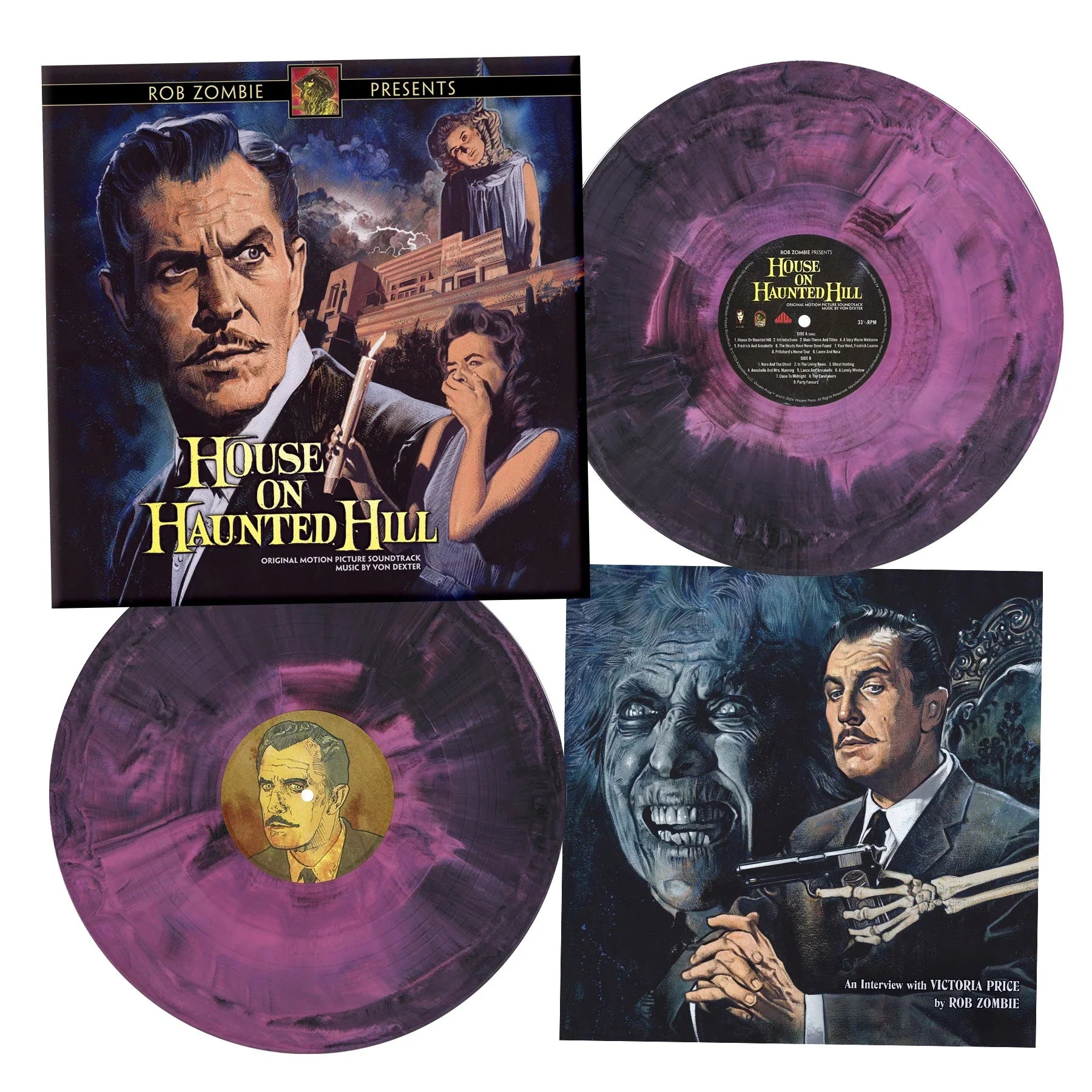 ROB ZOMBIE PRESENTS HOUSE ON HAUNTED HILL SOUNDTRACK 2LP (Pink & Black Hand Poured Color Vinyl)