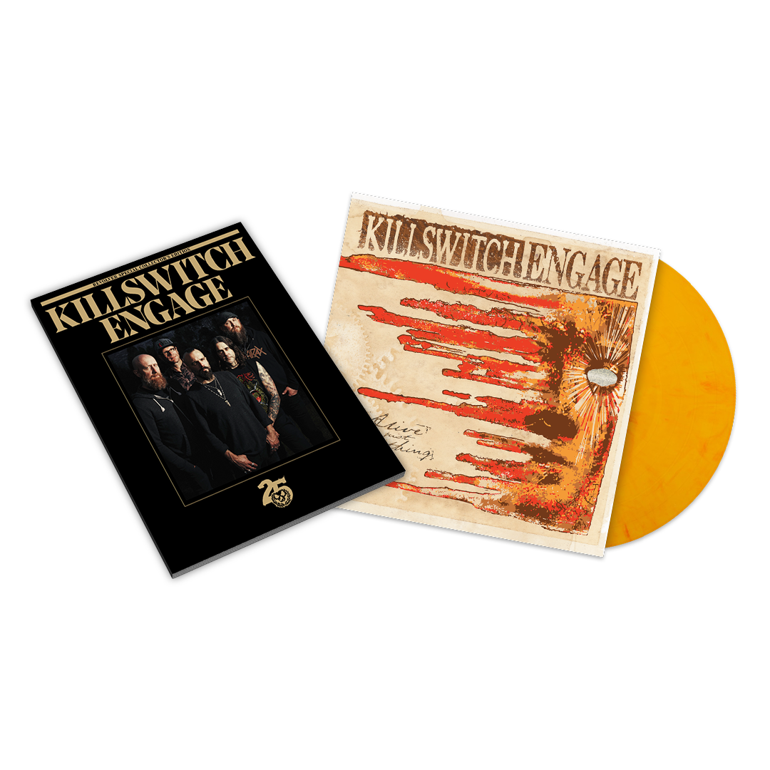 KILLSWITCH ENGAGE'ALIVE OR JUST BREATHING' LP (Limited Edition ' Only 500 Made, Yellow Flame Vinyl) + "BAND COVER" SPECIAL COLLECTOR'S EDITION DELUXE MAGAZINE