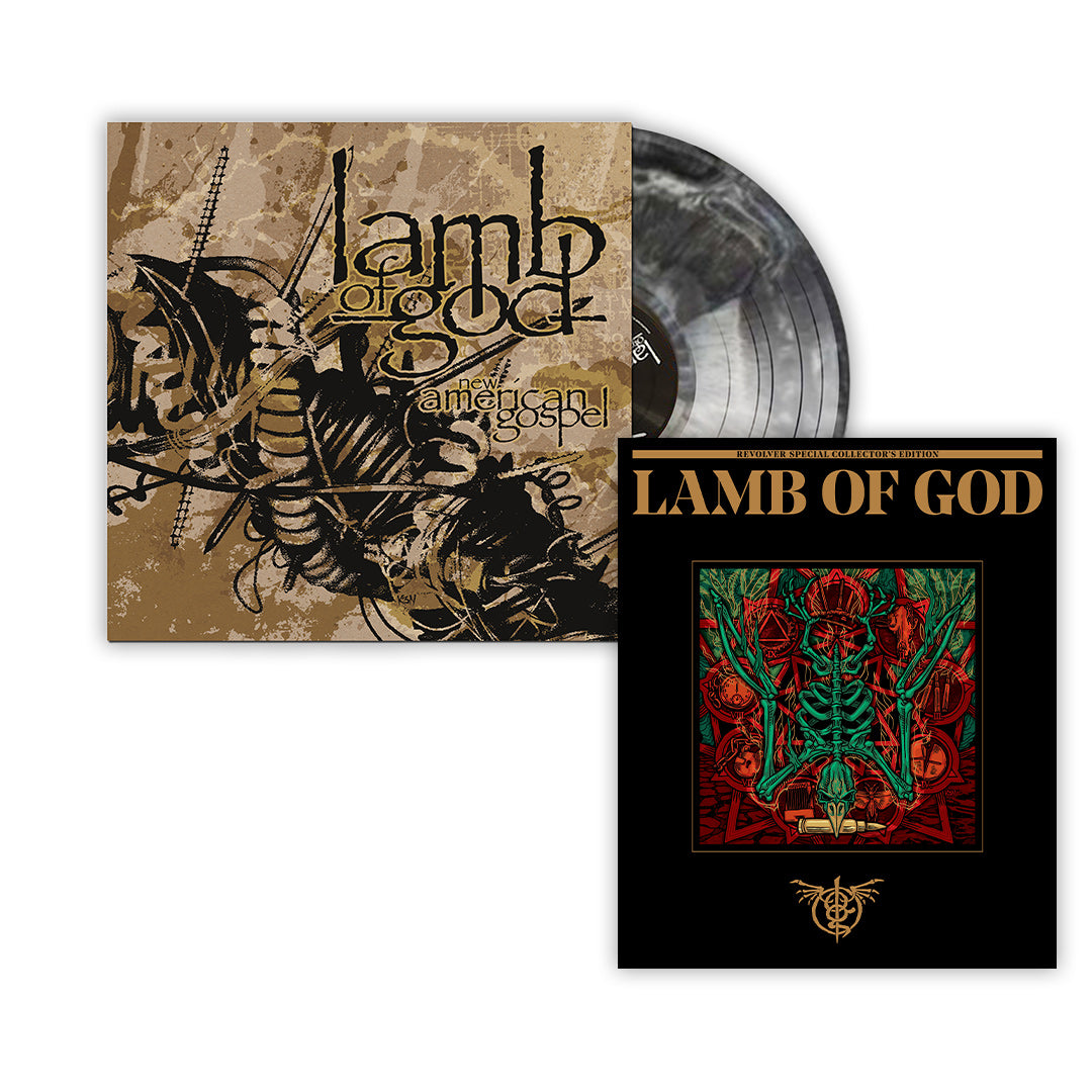 LAMB OF GOD 'NEW AMERICAN GOSPEL' LP (Limited Edition ' Only 500 Made, Black and White Nebula Vinyl) + "WARBIRD" COVER SPECIAL COLLECTOR'S EDITION DELUXE MAGAZINE
