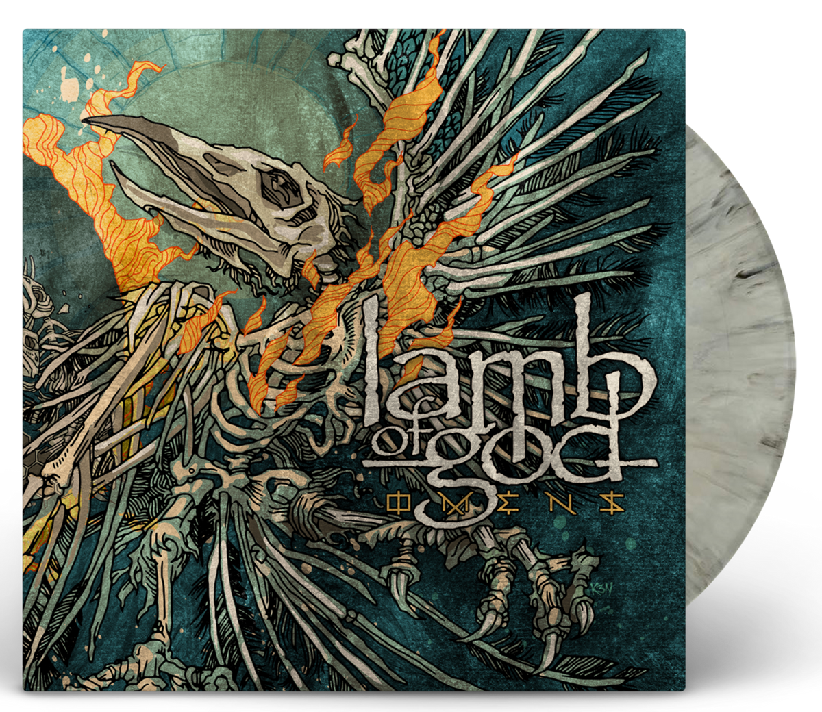 LAMB OF GOD 'OMENS' LIMITED EDITION SILVER GRAY MARBLE LP ' ONLY 1000 MADE