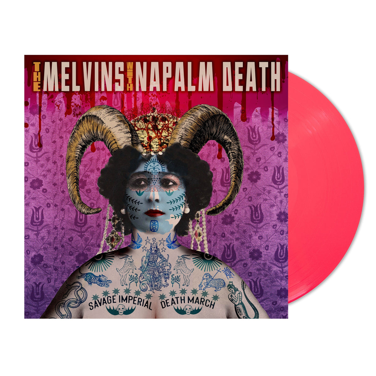 MELVINS & NAPALM DEATH ‘SAVAGE IMPERIAL DEATH MARCH’ LP (Exclusive – Limited to 300, Neon Coral Vinyl)