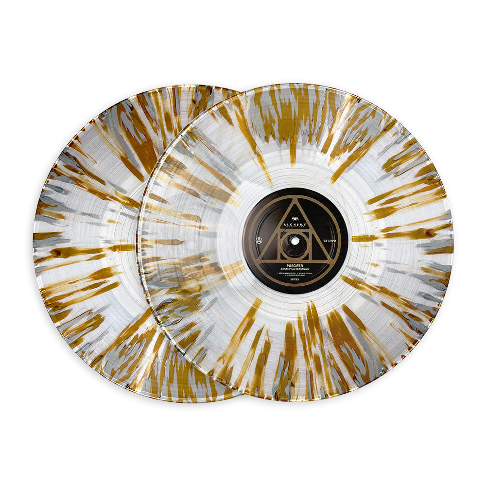 PUSCIFER'EXISTENTIAL RECKONING' 2LP (AUTOGRAPHED TOUR VARIANT #29 ' Clear w/ Gold And Silver Vinyl) + AUTOGRAPHED POSTER