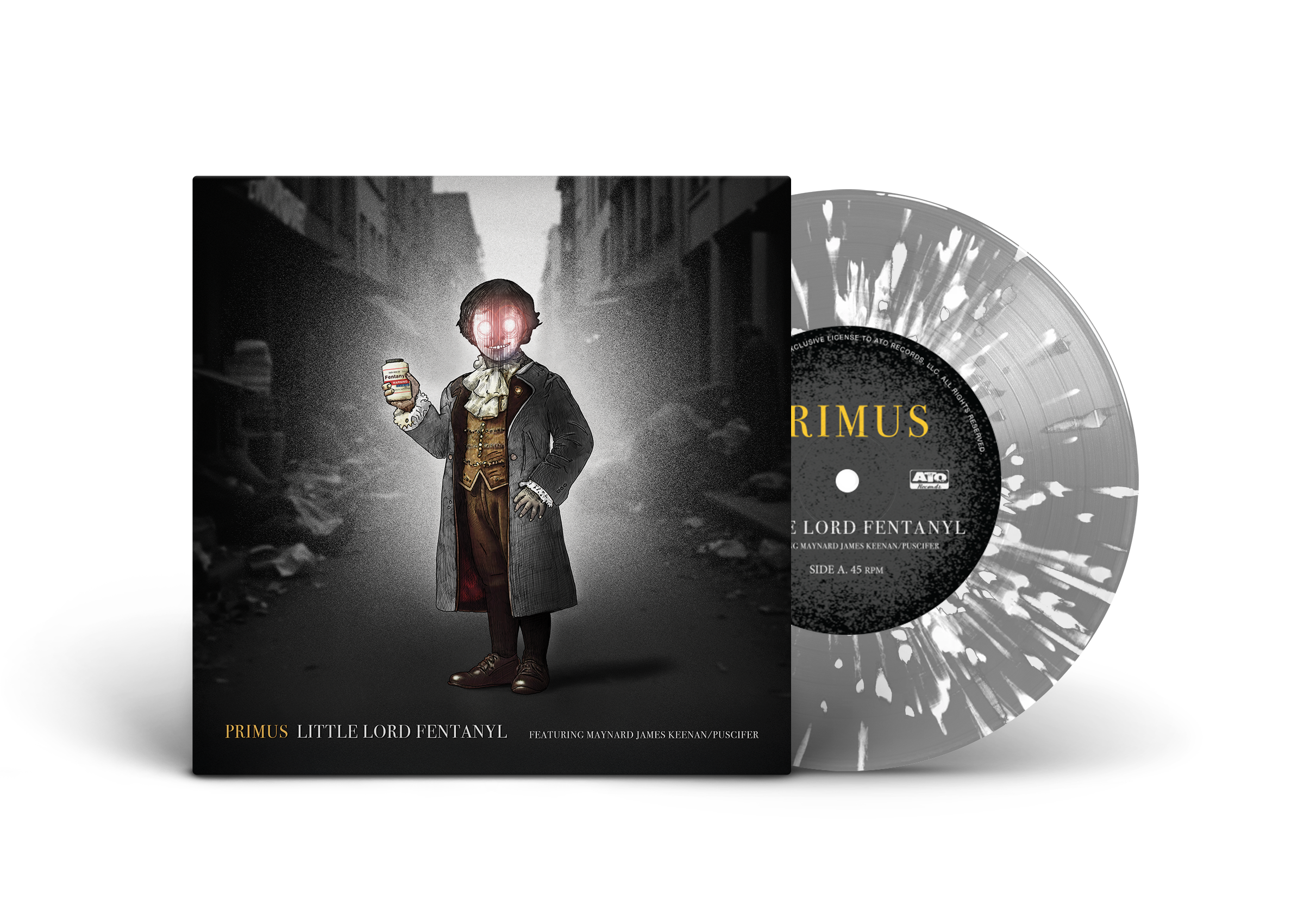 PRIMUS ‘LITTLE LORD FENTANYL / DUCHESS (AND THE PROVERBIAL MIND SPREAD - LIVE)’ 7” (Exclusive – Only 500 Made, Gray w/ White Splatter)