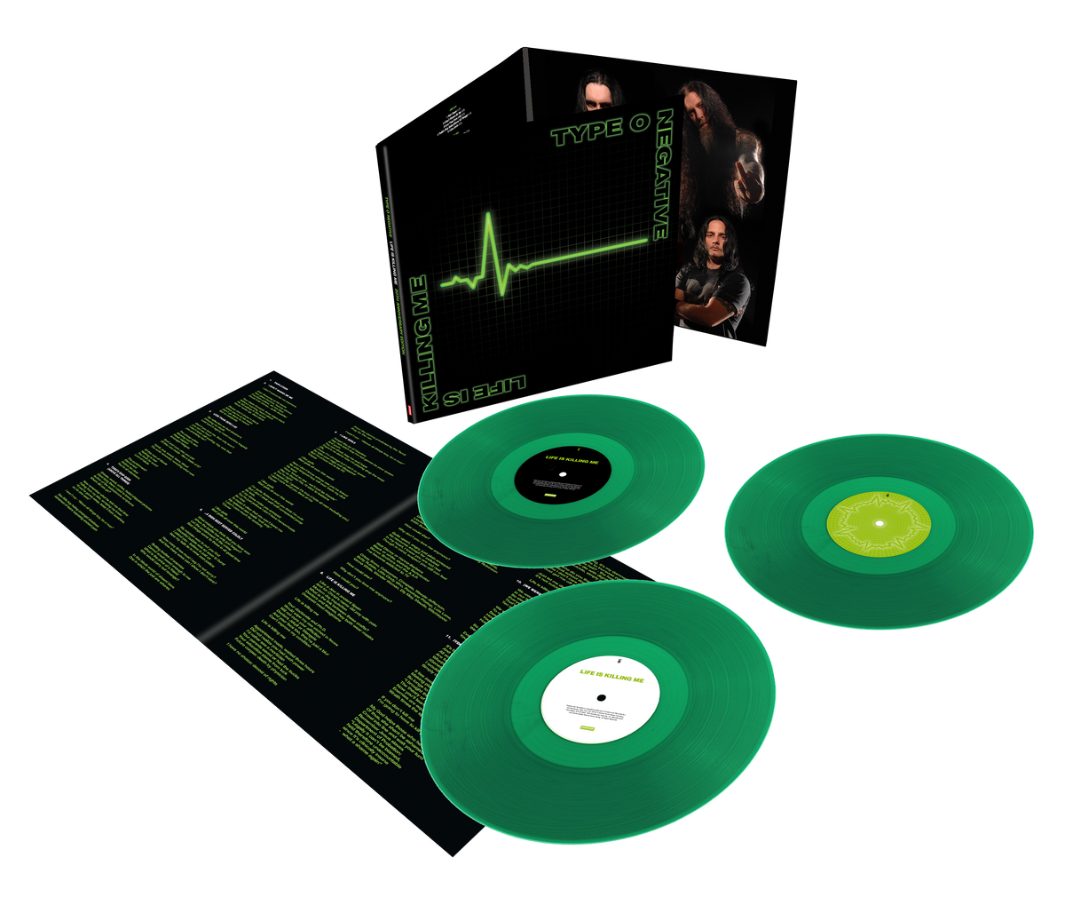 TYPE O NEGATIVE ‘LIFE IS KILLING ME’ 3LP (Limited Edition, Only 1000 made – Transparent Green Vinyl)