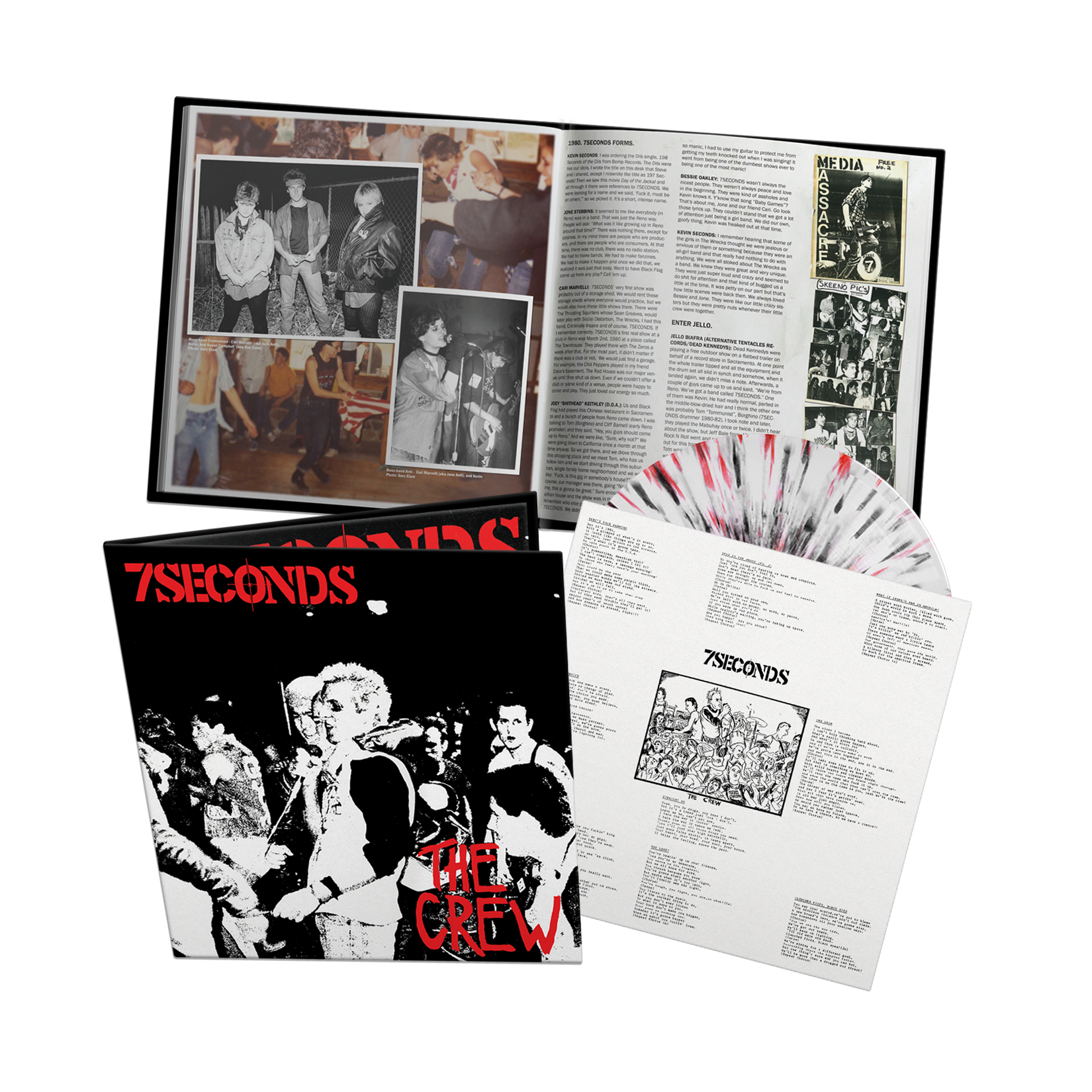 7SECONDS ‘THE CREW’ LP (Deluxe,White w/Black and Red Splatter Vinyl)