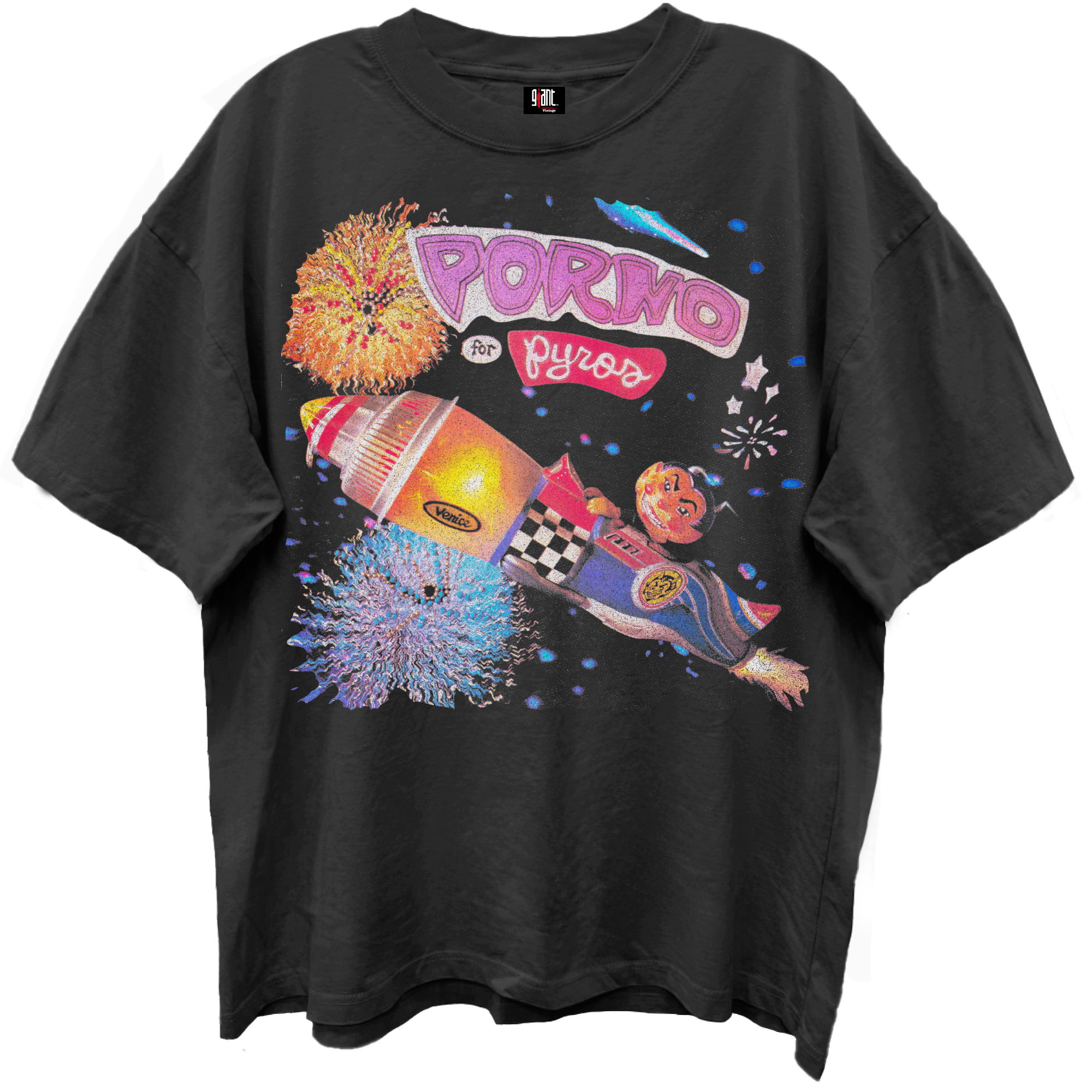 PORNO FOR PYROS ALBUM COVER VINTAGE BLACK ENZYME WASH T-SHIRT/GIANT VINTAGE