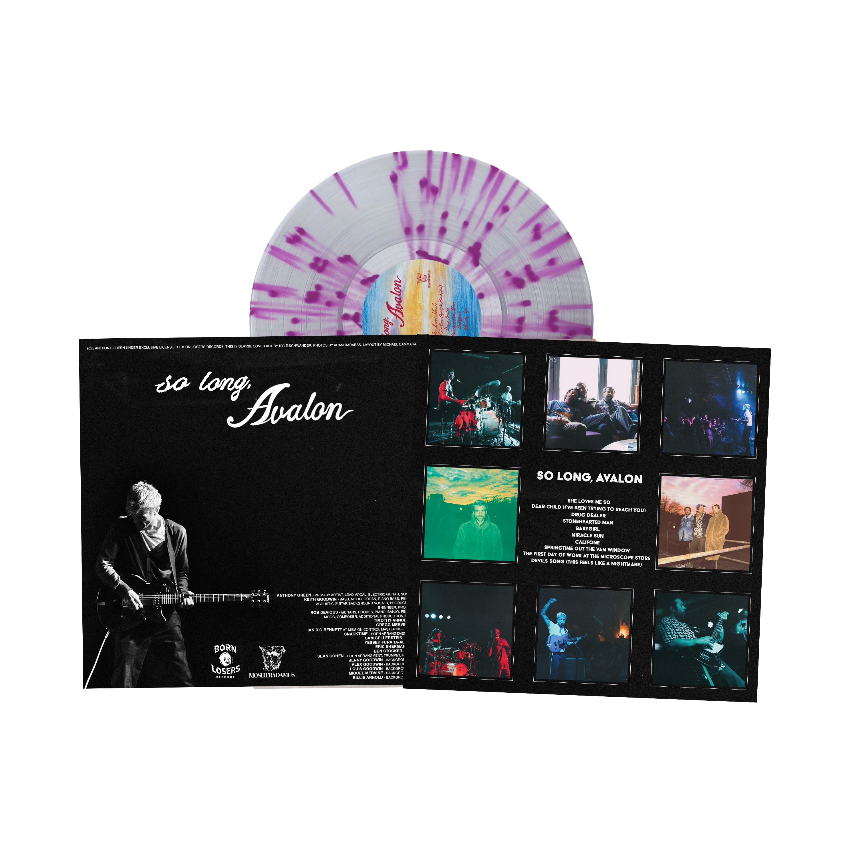ANTHONY GREEN ‘SO LONG, AVALON’ LP (Limited Edition – Only 250 Made, Clear w/ Purple Splatter Vinyl)