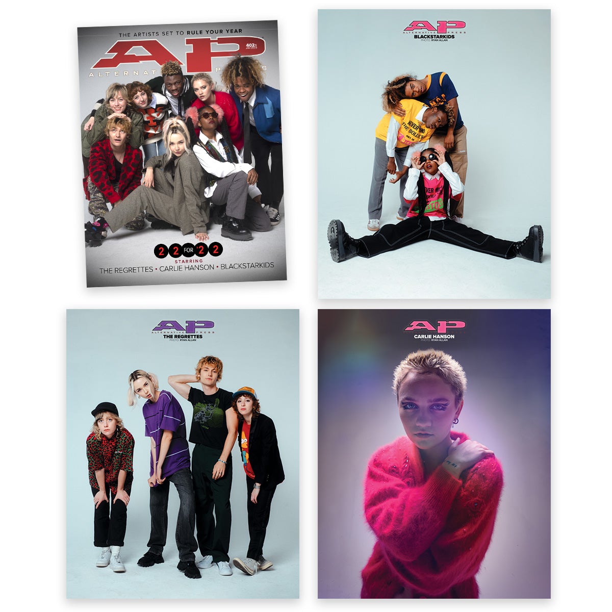 The Regrettes x Carlie Hanson x Blackstarkids - Alternative Press Magazine Issue 402 - January 2022 - Collection 1 Collection Alternative Press