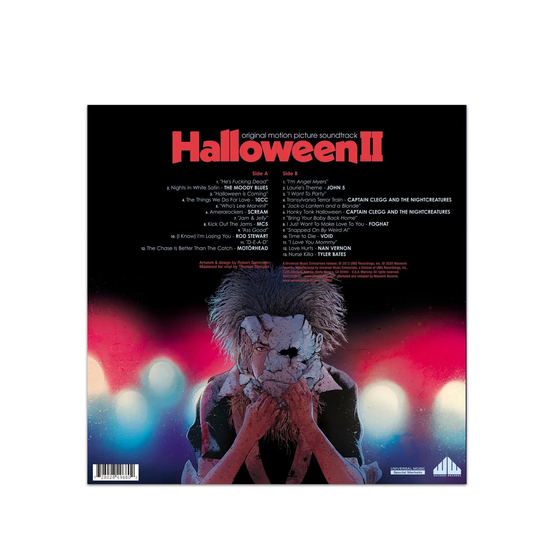 HALLOWEEN II SOUNDTRACK LP (Pumpkin Orange, Candy Apple Red, Magenta Swirl Vinyl, Featuring Rob Zombie, The Moody Blues, Motörhead, and more)