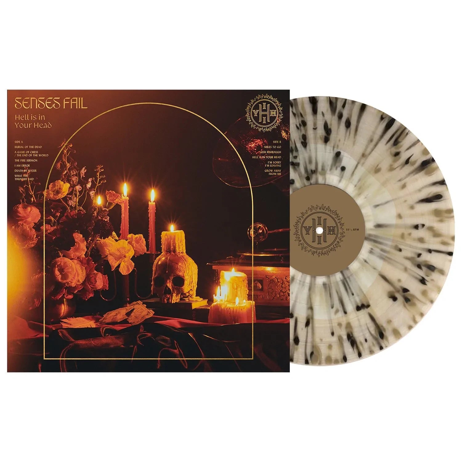 SENSES FAIL 'HELL IS IN YOUR HEAD' LIMITED-EDITION BONE IN CLEAR WITH GOLD AND BLACK SPLATTER LP – ONLY 350 MADE