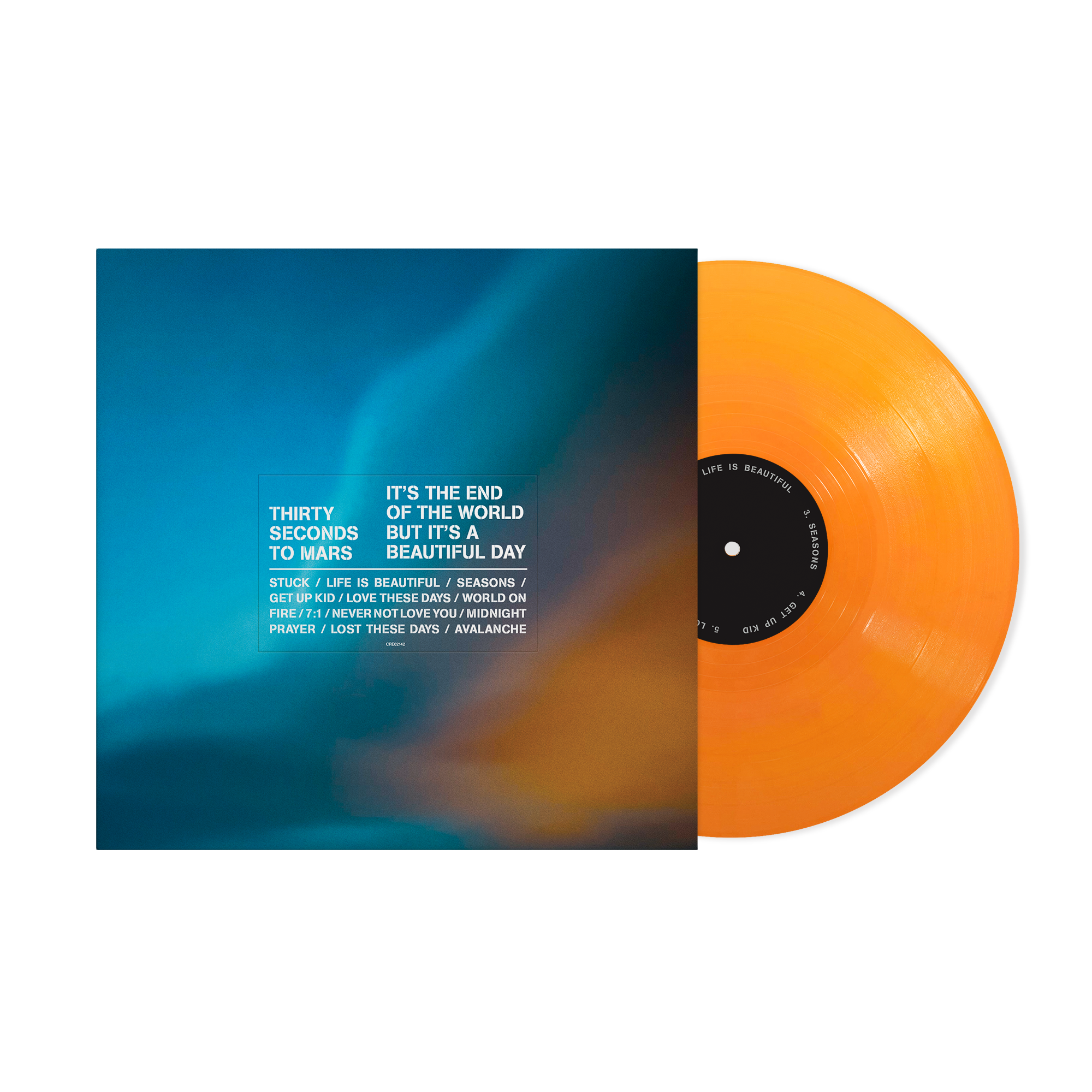 THIRTY SECONDS TO MARS ‘IT'S THE END OF THE WORLD BUT IT'S A BEAUTIFUL DAY’ LP (Limited Edition – Only 500 Made, Exclusive Alternative Cover #8 on Tangerine Vinyl)