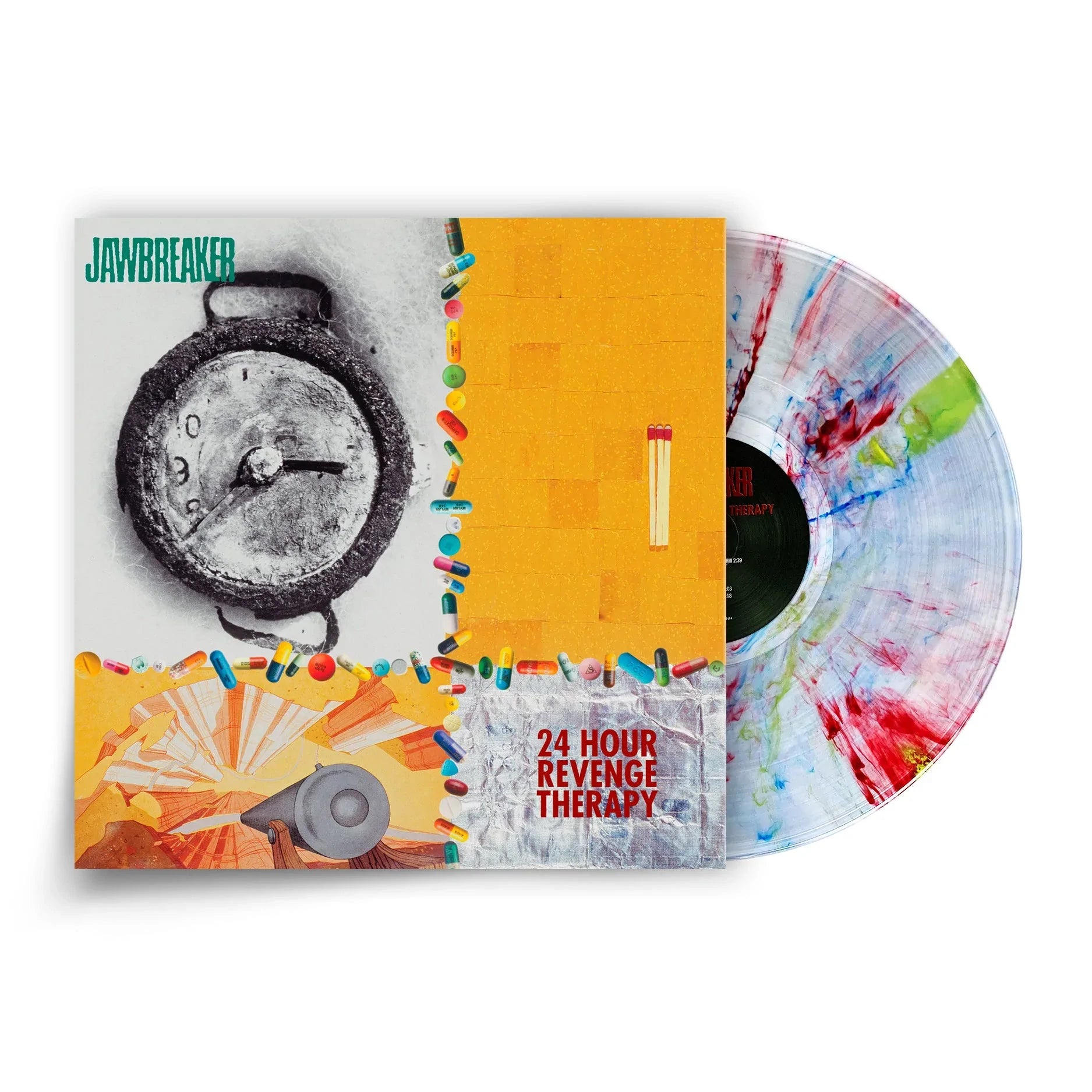 JAWBREAKER ‘24 HOUR REVENGE THERAPY’ LIMITED-EDITION CLEAR VINYL WITH YELLOW, BLUE & RED SWIRL LP – ONLY 500 MADE