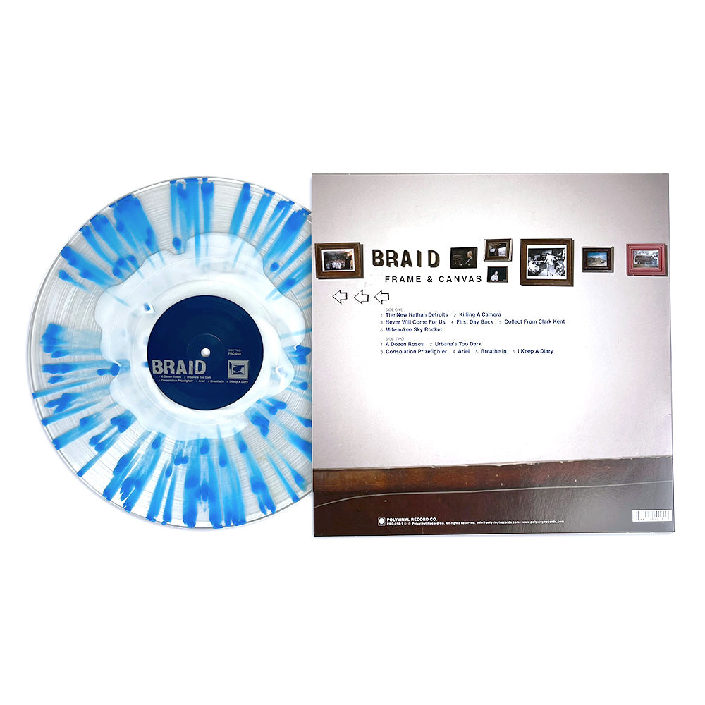 BRAID ‘FRAME & CANVAS’ LP (Limited Edition – Only 300 made, White inside Clear w/ Blue Splatter Vinyl)