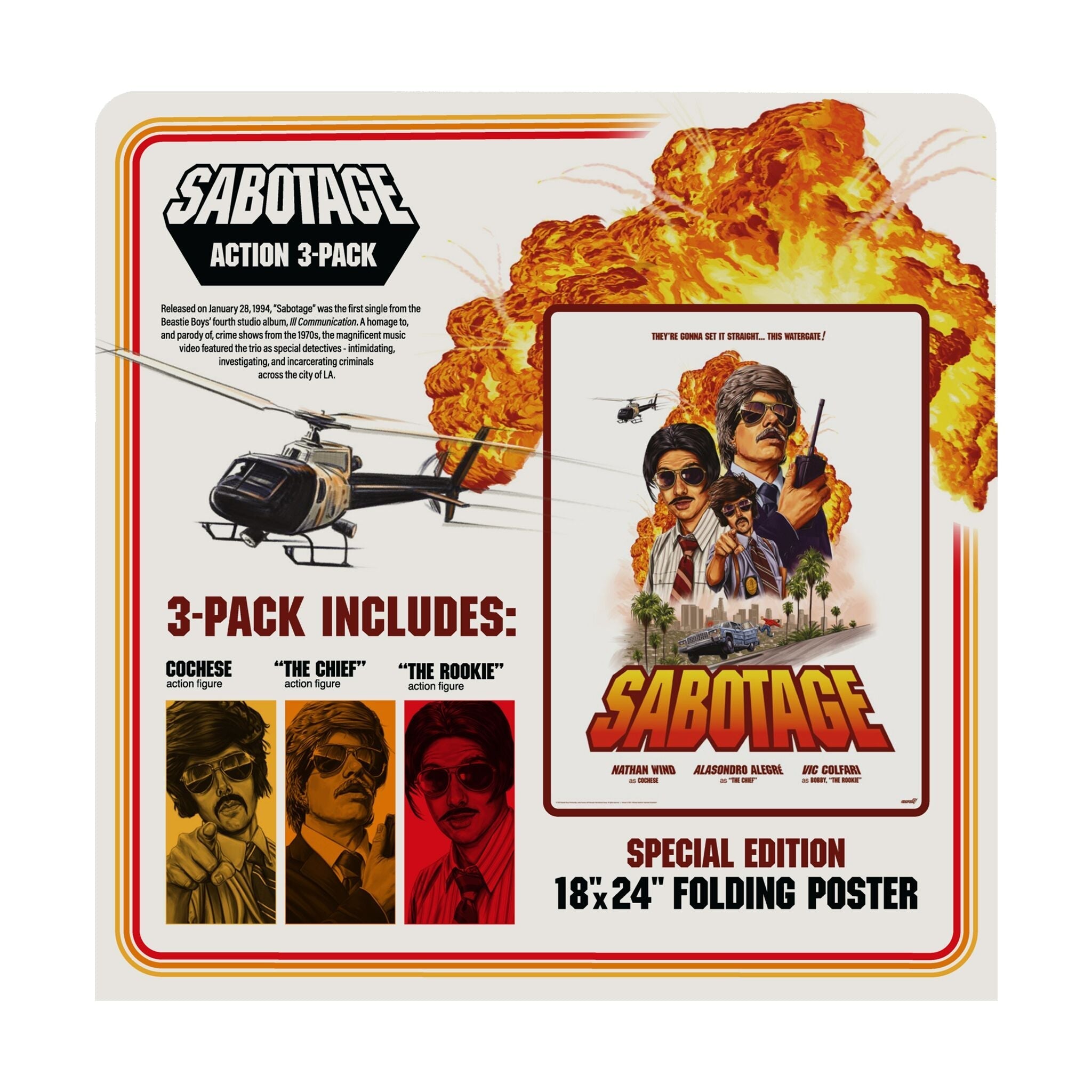 BEASTIE BOYS SABOTAGE WAVE 3 REACTION ACTION FIGURE THREE PACK