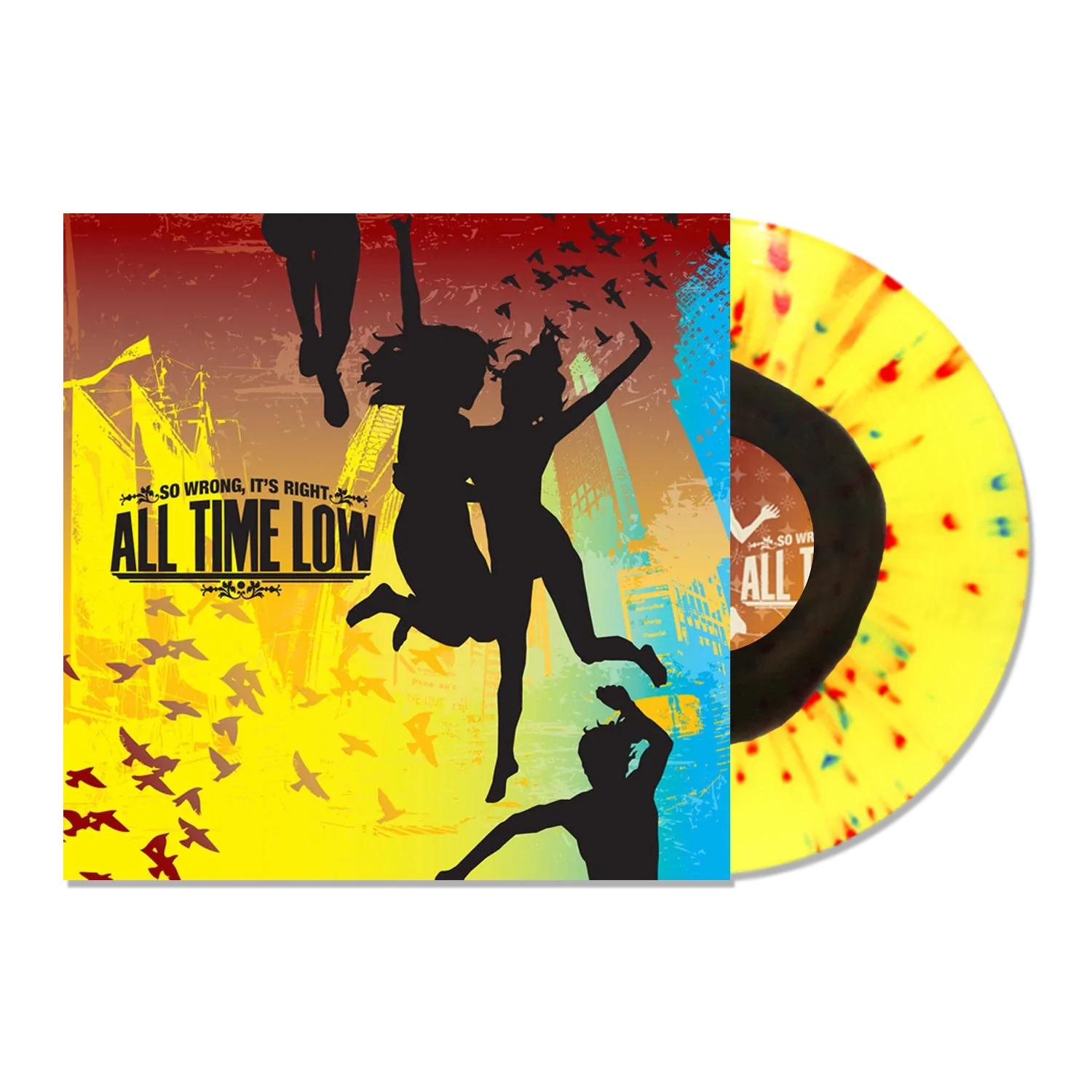 ALL TIME LOW ‘SO WRONG IT'S RIGHT’ LIMITED-EDITION TRANSPARENT YELLOW WITH BLACK BLOB AND RED BLUE SPLATTER LP – ONLY 250 MADE