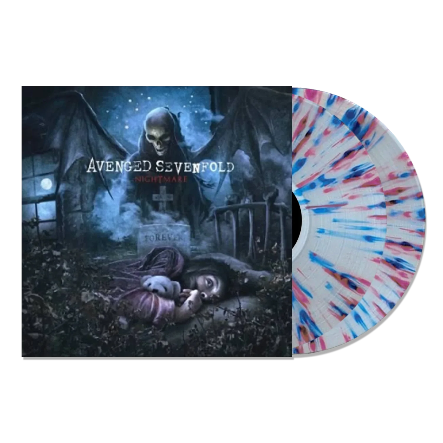 AVENGED SEVENFOLD 'NIGHTMARE' LIMITED-EDITION CLEAR WITH PURPLE, BLUE, & RED SPLATTER 2LP – ONLY 500 MADE