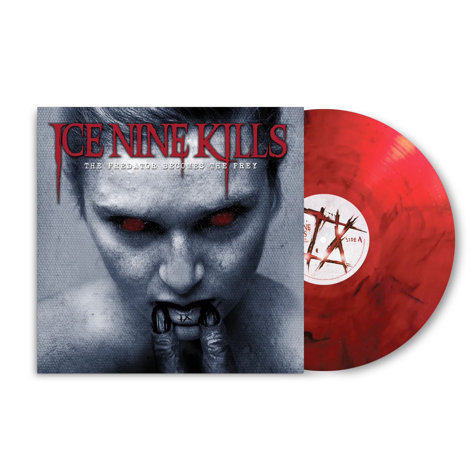 ICE NINE KILLS 'THE PREDATOR BECOMES THE PREY' LIMITED-EDITION TRANSLUCENT RED WITH SMOKY BLACK SWIRL LP – ONLY 300 MADE
