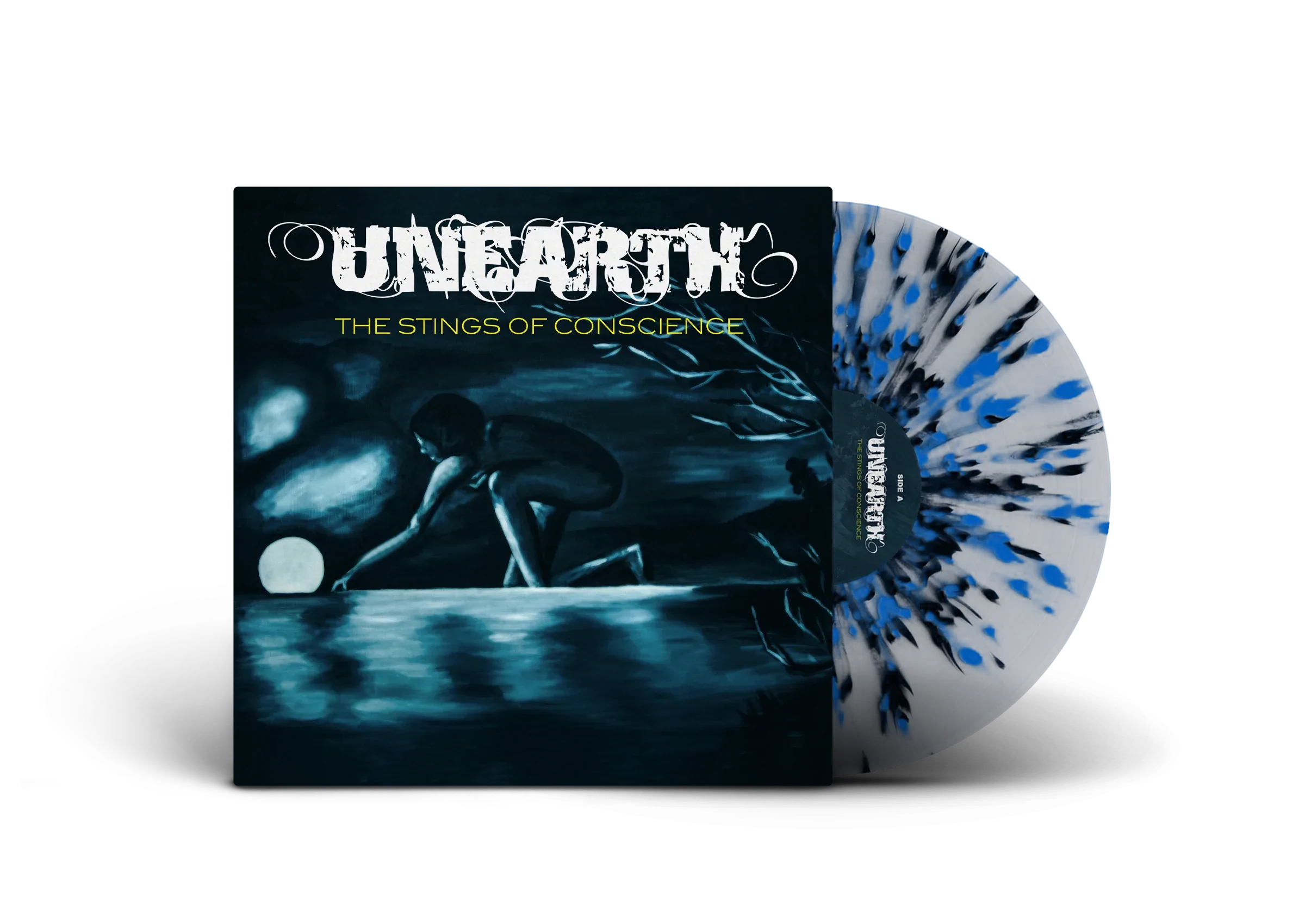 UNEARTH 'THE STINGS OF CONSCIENCE' LIMITED-EDITION MILKY CLEAR WITH BLACK AND SKY-BLUE SPLATTER LP – ONLY 300 MADE