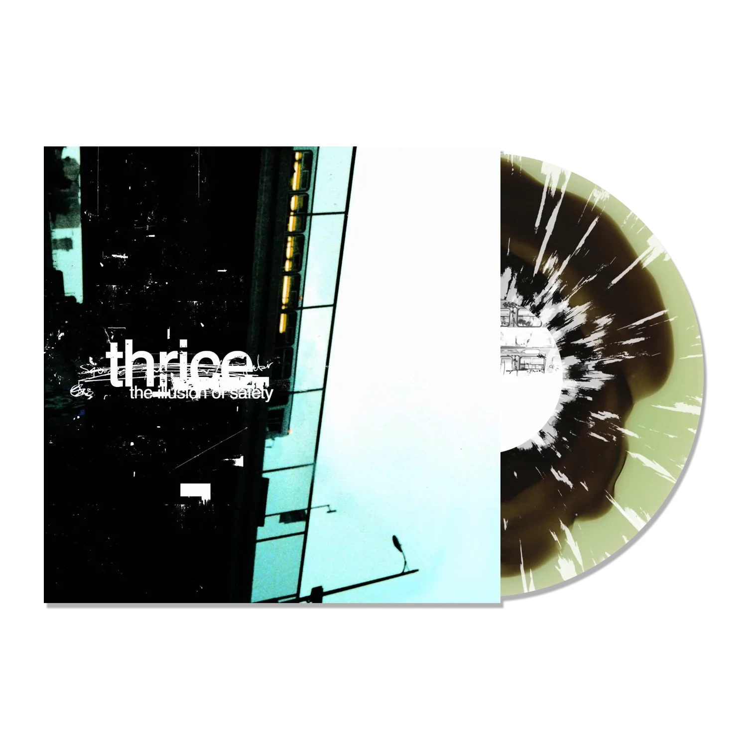 THRICE ‘THE ILLUSION OF SAFETY’ 20TH ANNIVERSARY LP (Limited Edition, Coke Bottle Clear w/ Black Blob & White Splatter Vinyl)