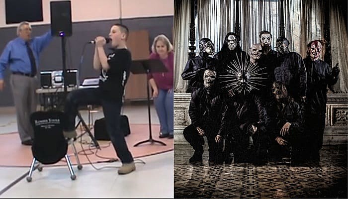 Slipknot talent show cover by a 9-year-old kid