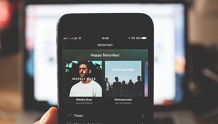 Spotify on a smartphone