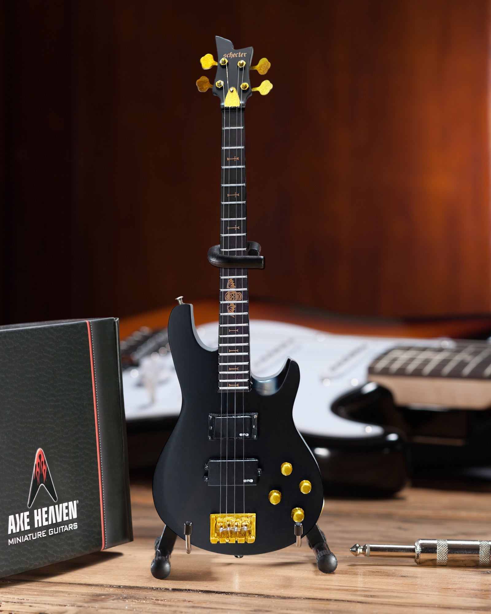 OFFICIALLY LICENSED JOHNNY CHRIST SCHECTER MINI SATIN BLACK BASS FROM