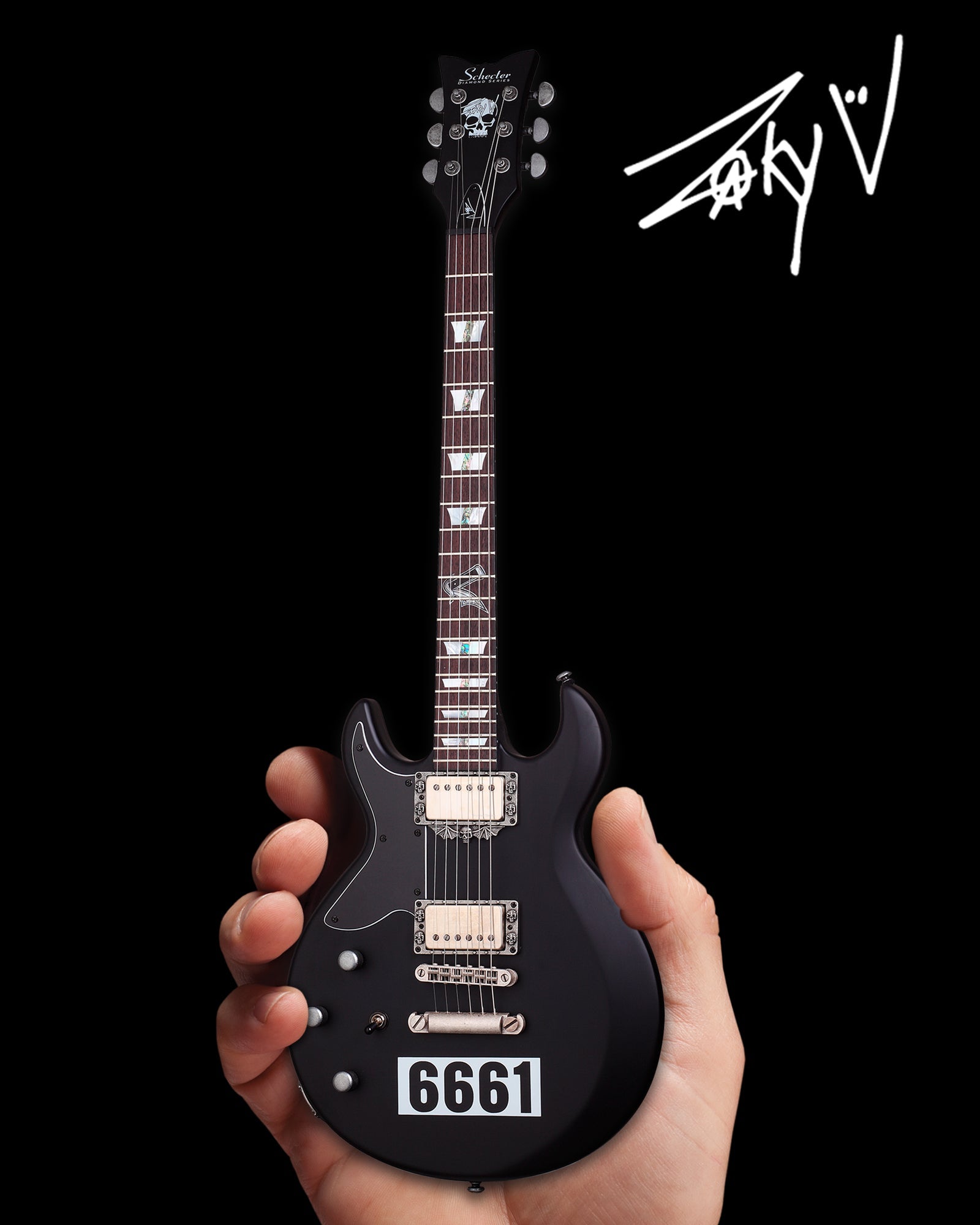 OFFICIALLY LICENSED ZACKY VENGEANCE SATIN BLACK 6661 SCHECTER MINI GUI