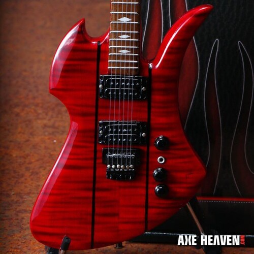 GUNS N' ROSES - SLASH - B.C. RICH MOCKINGBIRD RED STAINED MINI GUITAR