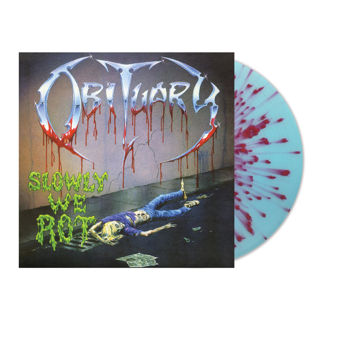 OBITUARY 'SLOWLY WE ROT' LP (Remastered, Expanded, Corpse Blue w/Blood Splatter Vinyl)
