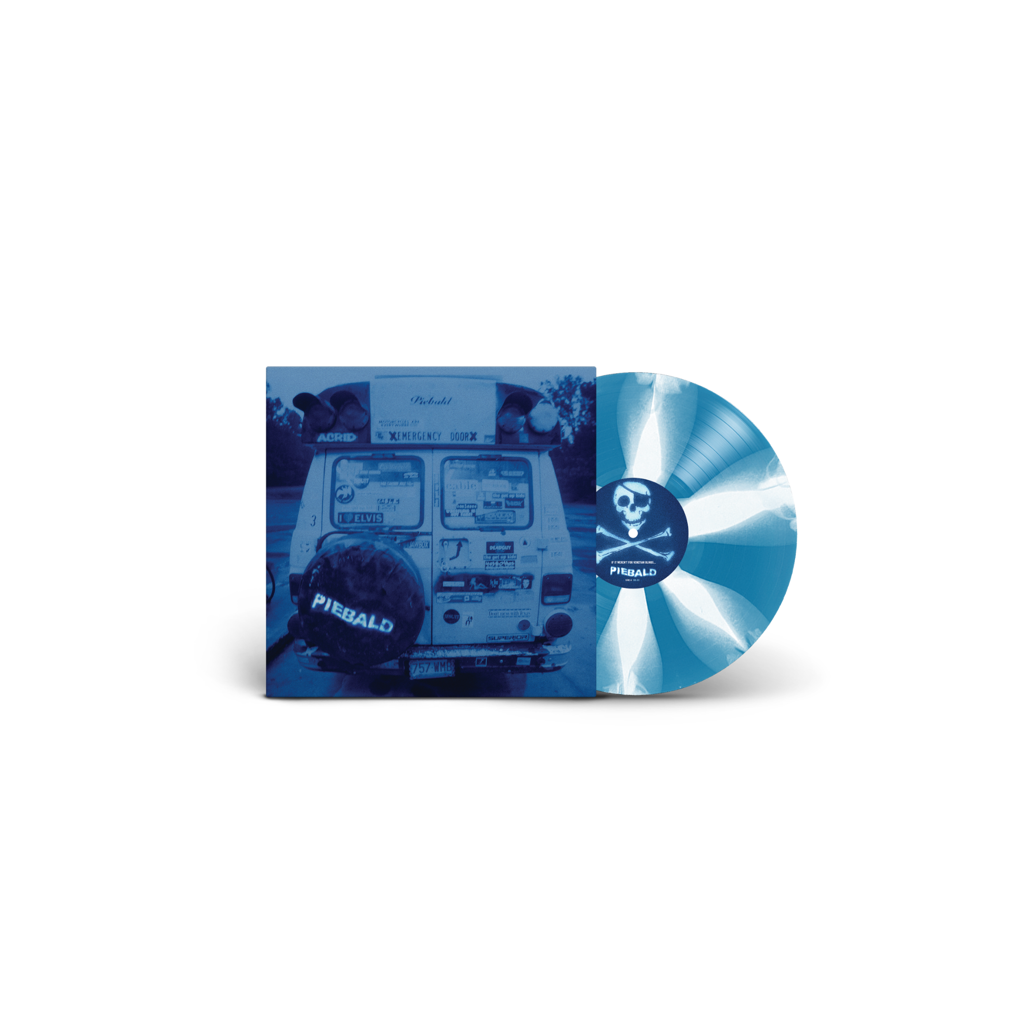 PIEBALD ‘IF IT WEREN'T FOR VENETIAN BLINDS, IT WOULD BE CURTAINS FOR US ALL’ LP (Exclusive – Limited to 100, Blue/White Thunderbolts Vinyl)