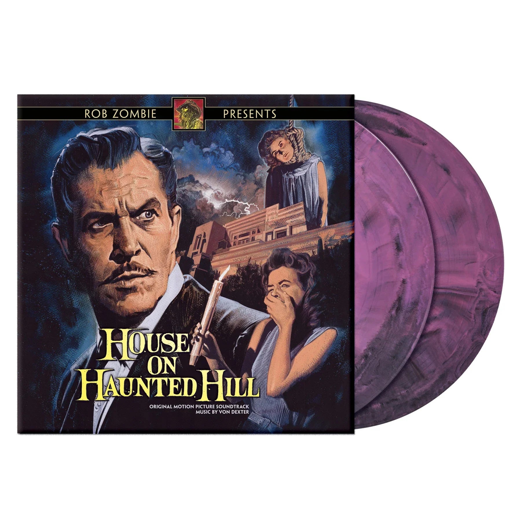ROB ZOMBIE PRESENTS HOUSE ON HAUNTED HILL SOUNDTRACK 2LP (Pink & Black Hand Poured Color Vinyl)
