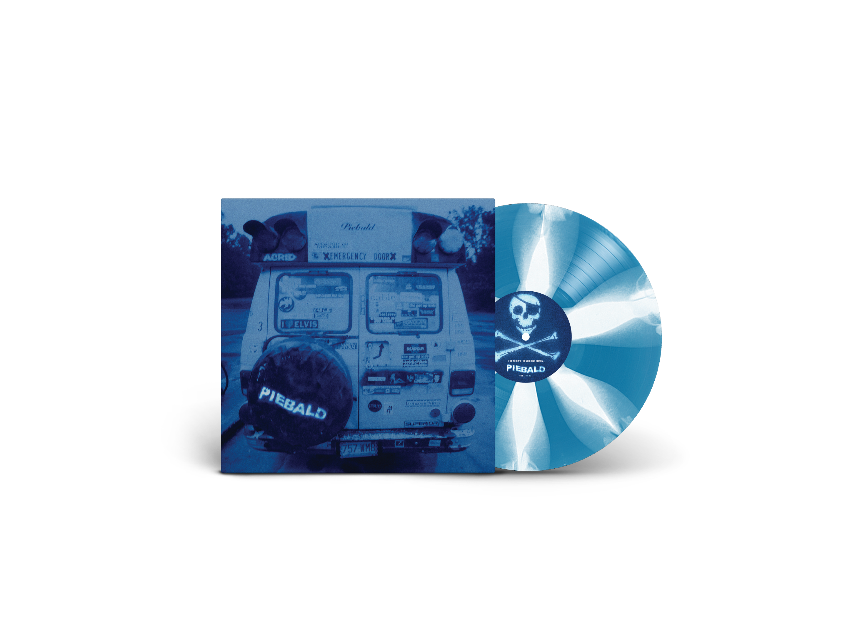 PIEBALD ‘IF IT WEREN'T FOR VENETIAN BLINDS, IT WOULD BE CURTAINS FOR US ALL’ LP (Exclusive – Limited to 100, Blue/White Thunderbolts Vinyl)