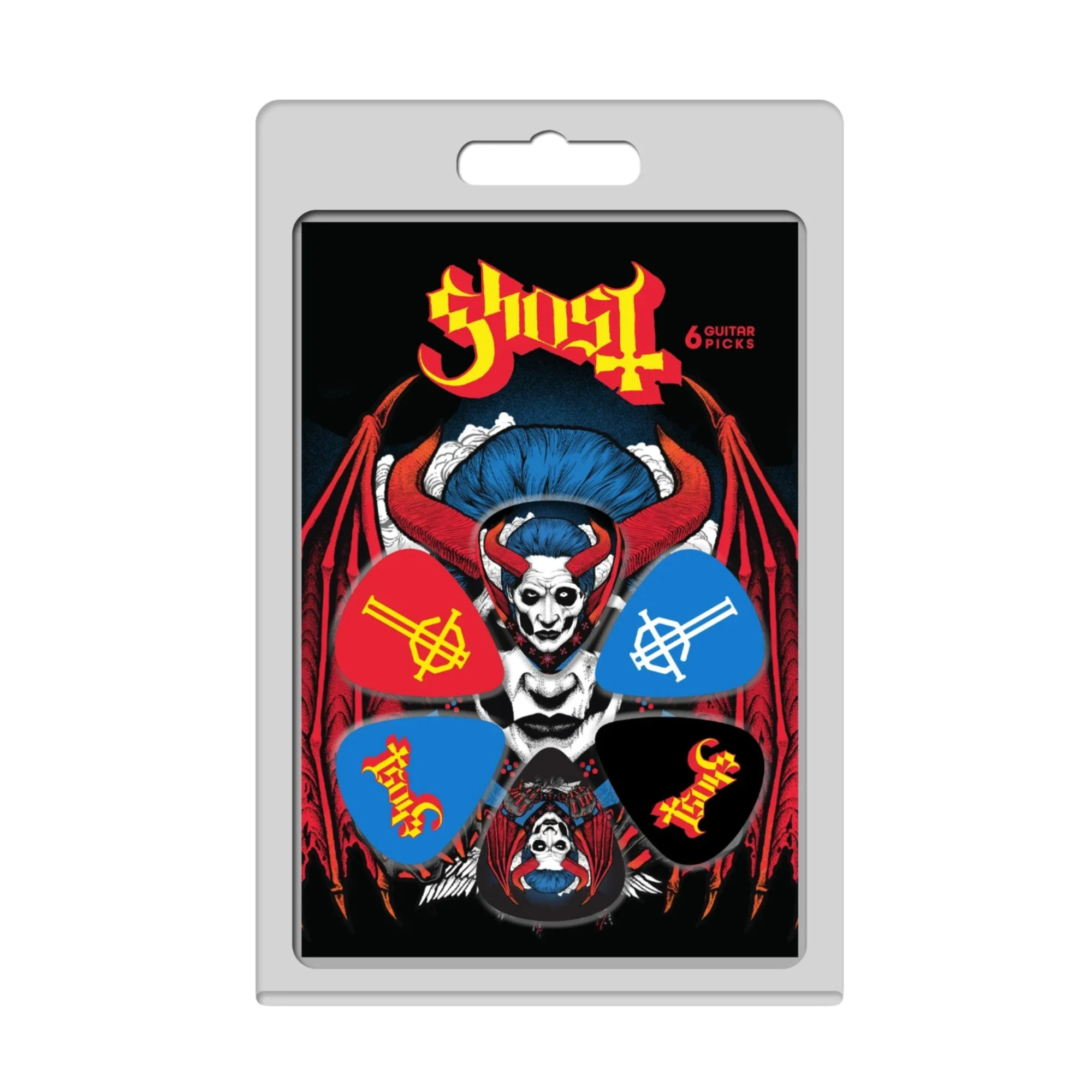 GHOST - PAPA EMERITUS IV, LOGO and GRUCIFIX GUITAR PICKS - 6 PACK