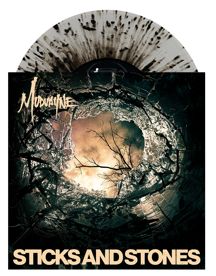 MUDVAYNE'STICKS AND STONES' 7" (Exclusive ' Limited to 500, Clear w/ Black Splatter Vinyl)