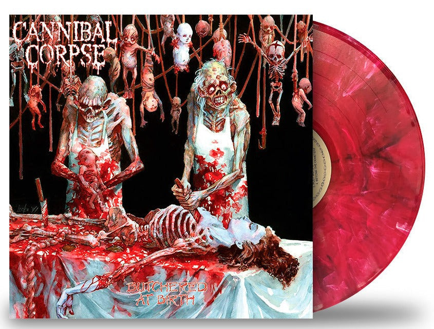CANNIBAL CORPSE 'BUTCHERED AT BIRTH' LP (Limited Edition ' Only 500 made, Translucent Red w/ Black & White Swirl Vinyl)